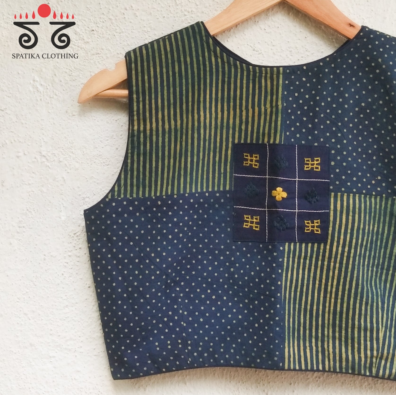 Dots & Stripes - Sleeveless Blouses in Ajrak