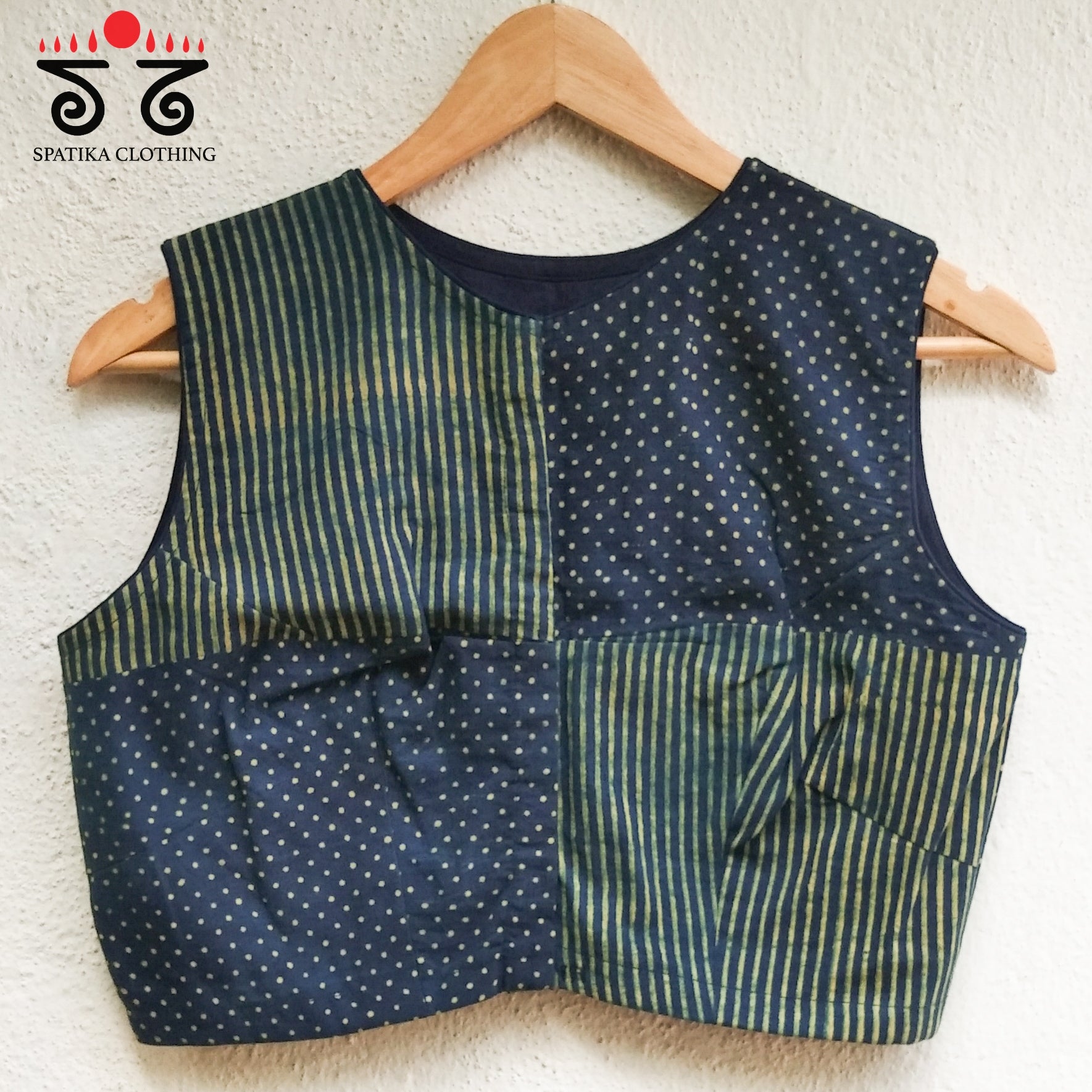 Dots & Stripes - Sleeveless Blouses in Ajrak