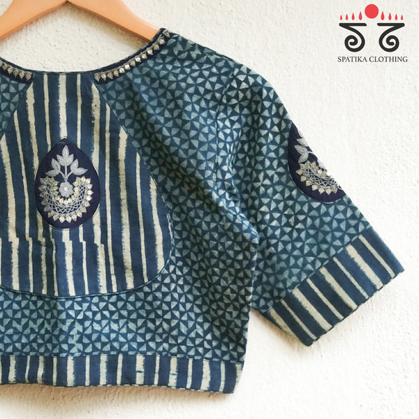 Inlay & Yoke Handcrafted Blouse in Natural Dyes