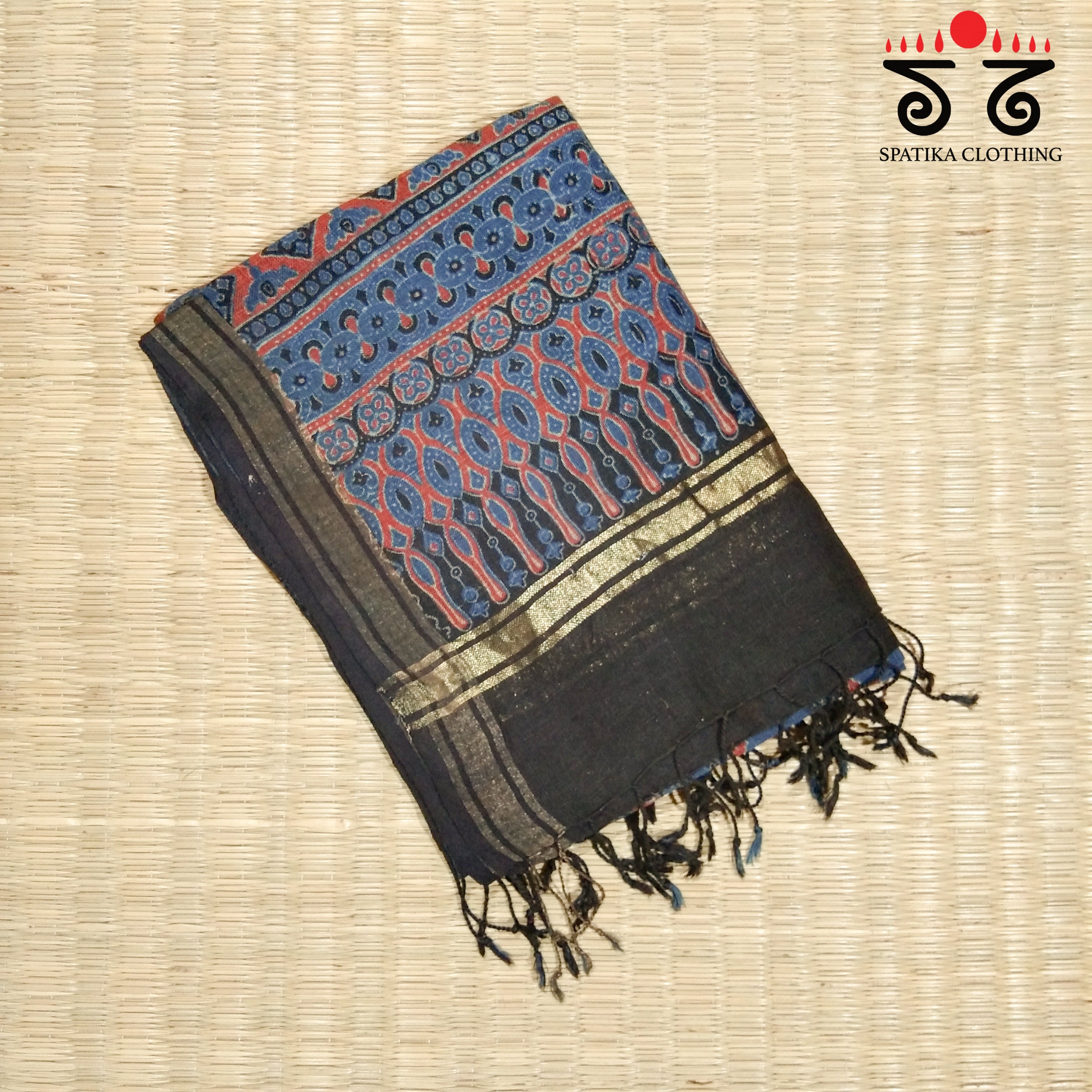 Ajrak on Linen Dupatta