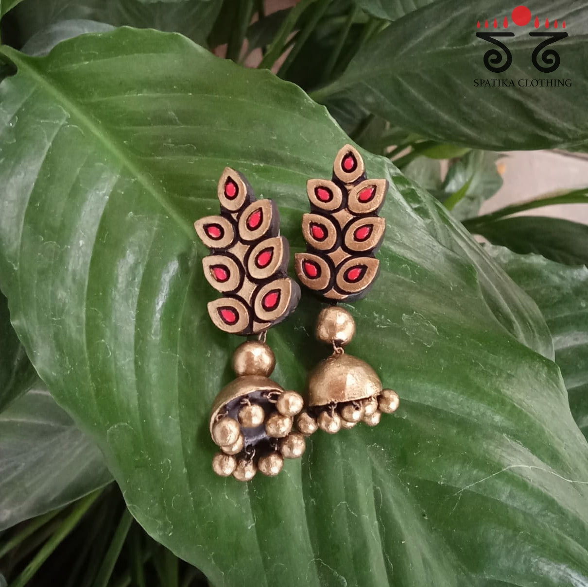 The Leaf Jhumka - Terracotta