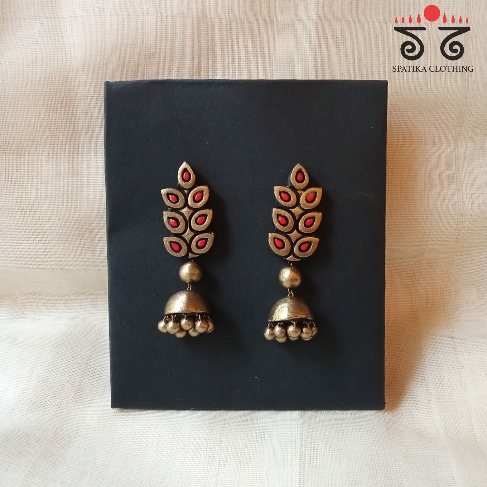 The Leaf Jhumka - Terracotta