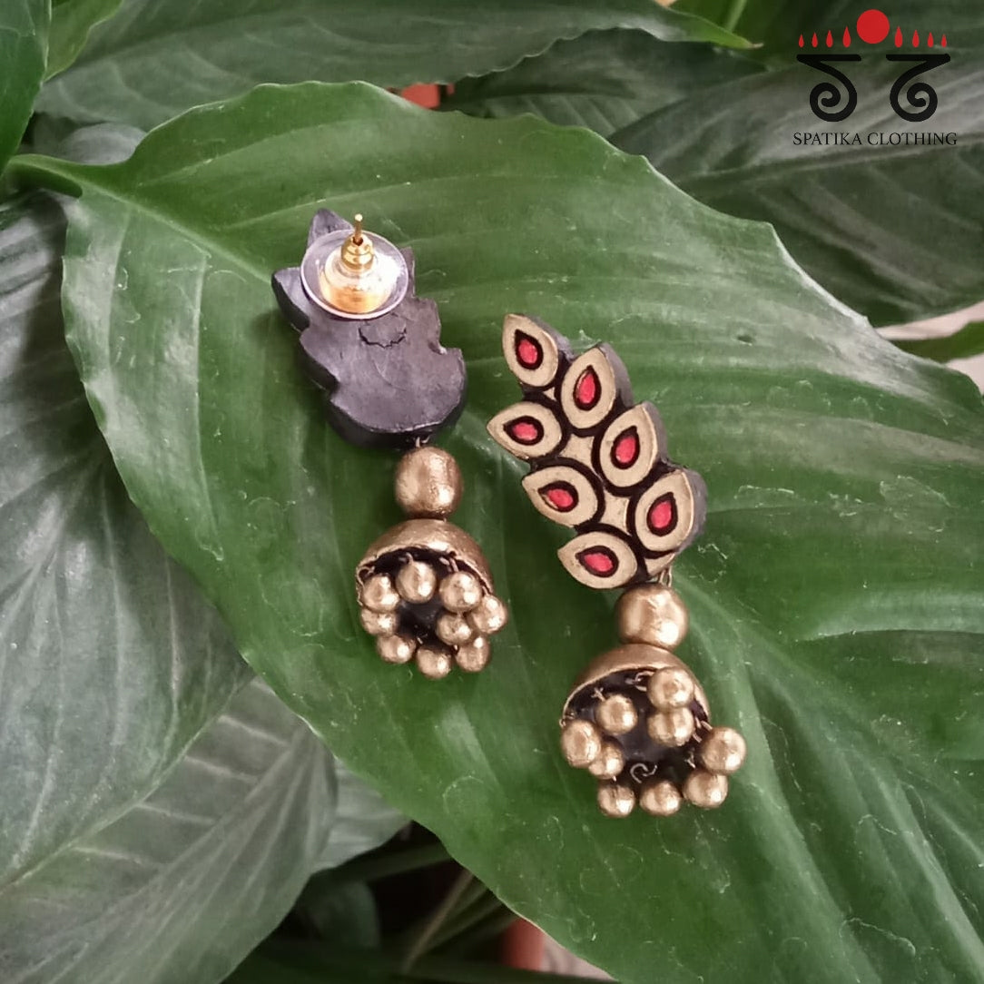 The Leaf Jhumka - Terracotta