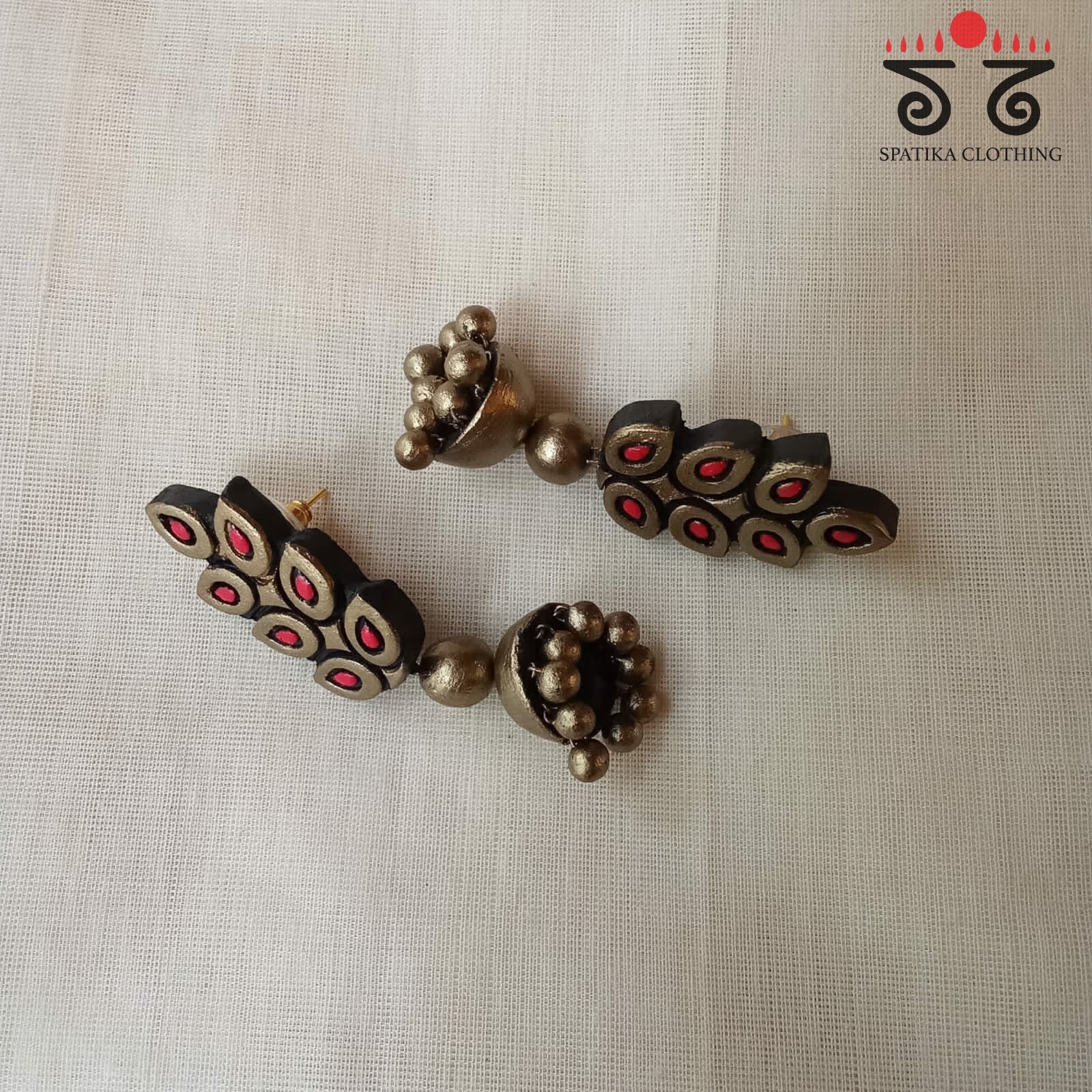 The Leaf Jhumka - Terracotta
