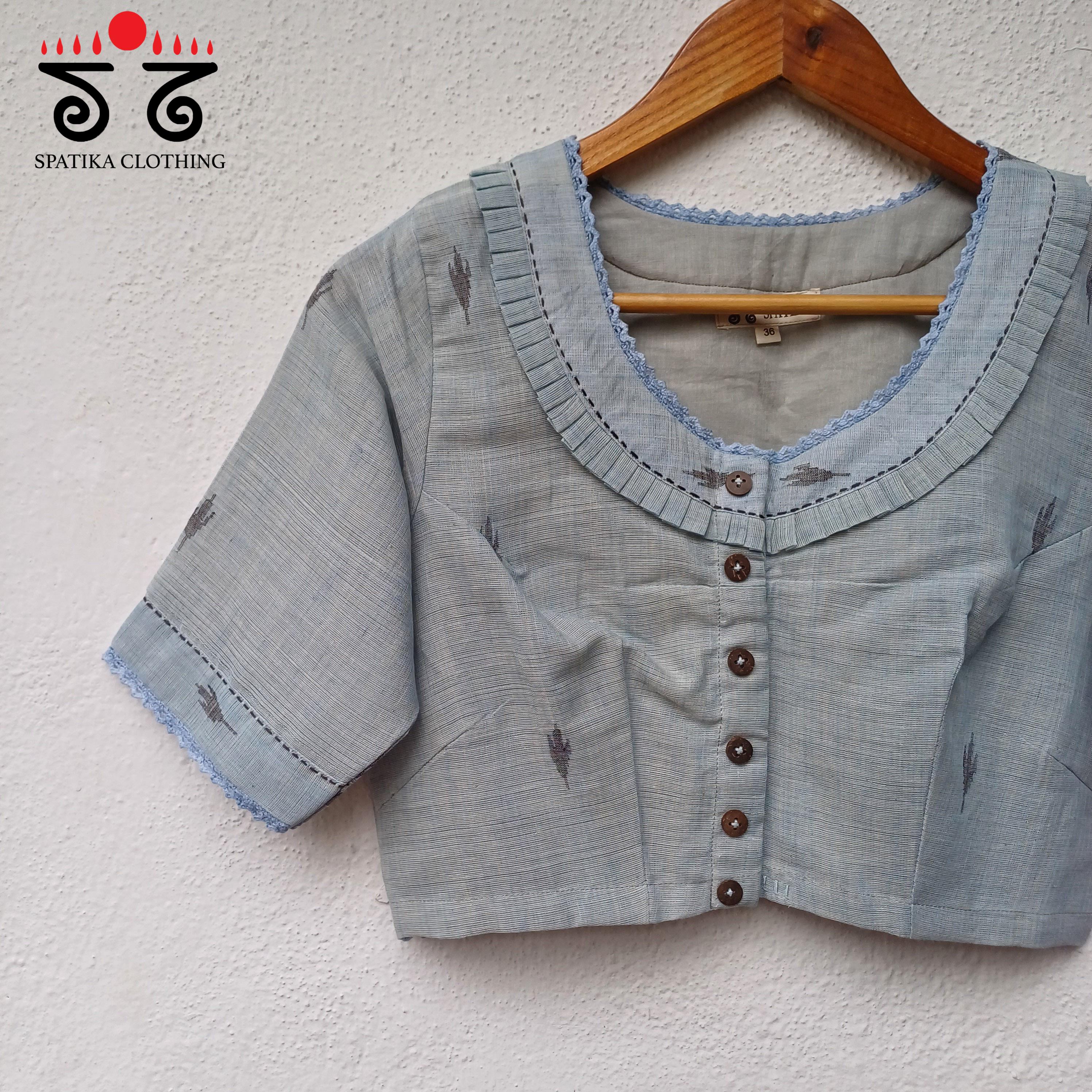 The Lace & Frilled Jamdhani Blouse - Natural Dyed