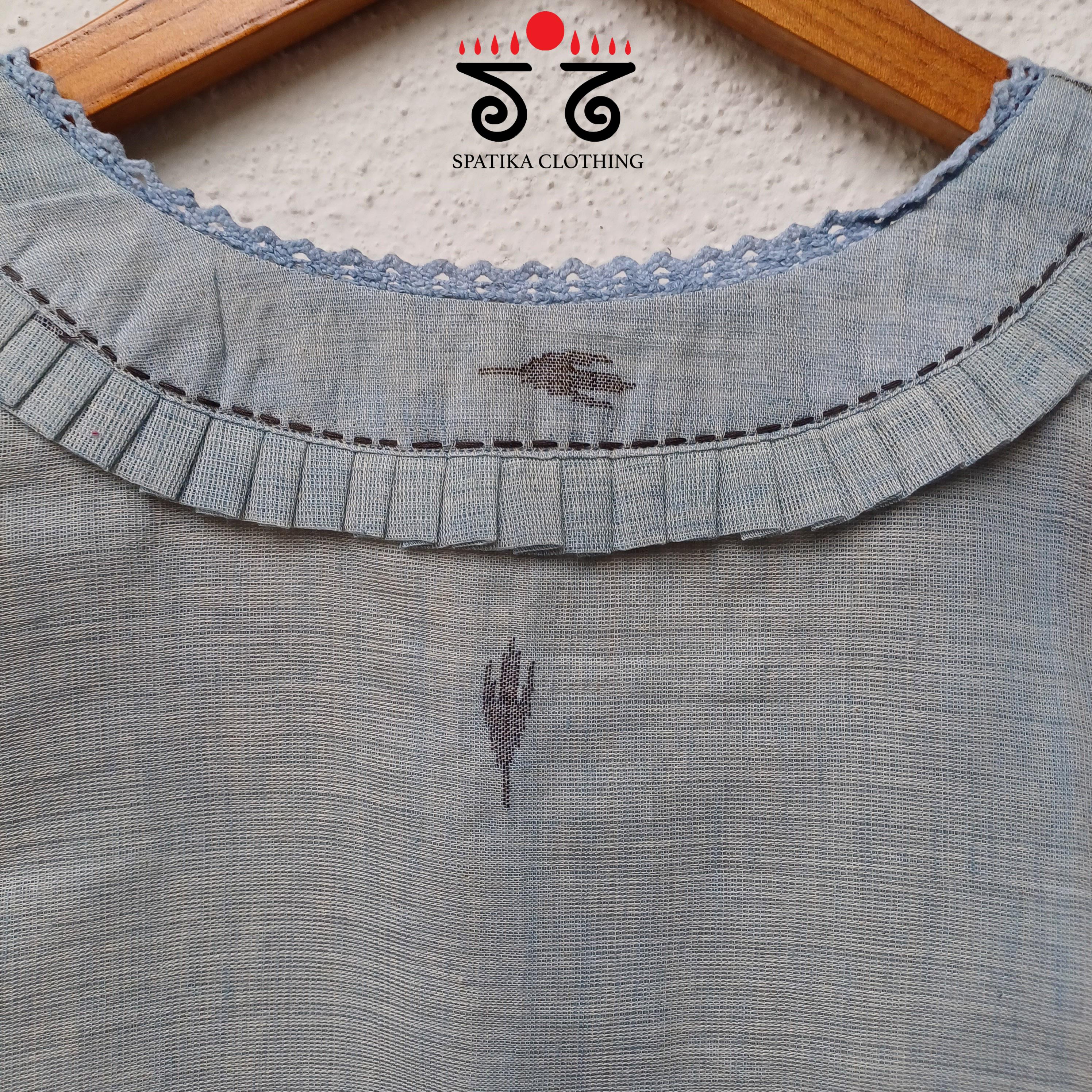 The Lace & Frilled Jamdhani Blouse - Natural Dyed