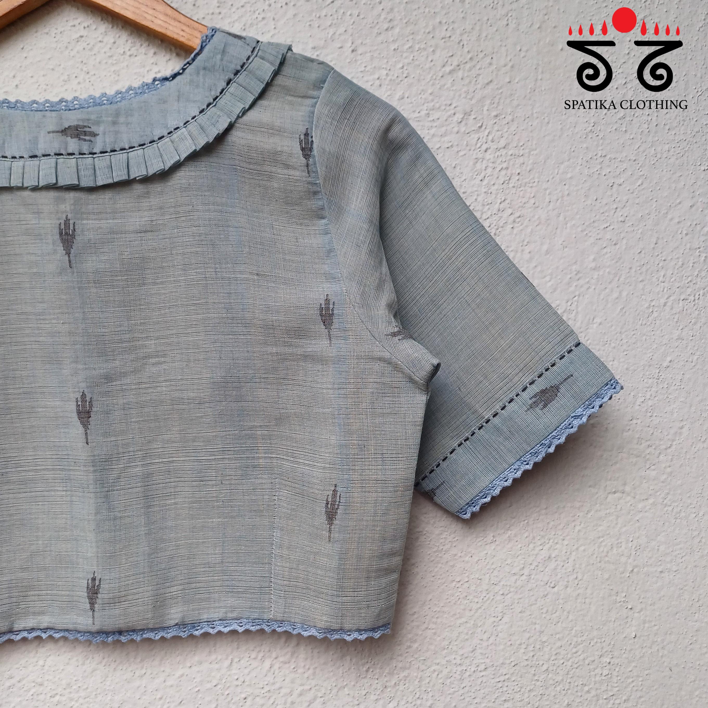 The Lace & Frilled Jamdhani Blouse - Natural Dyed