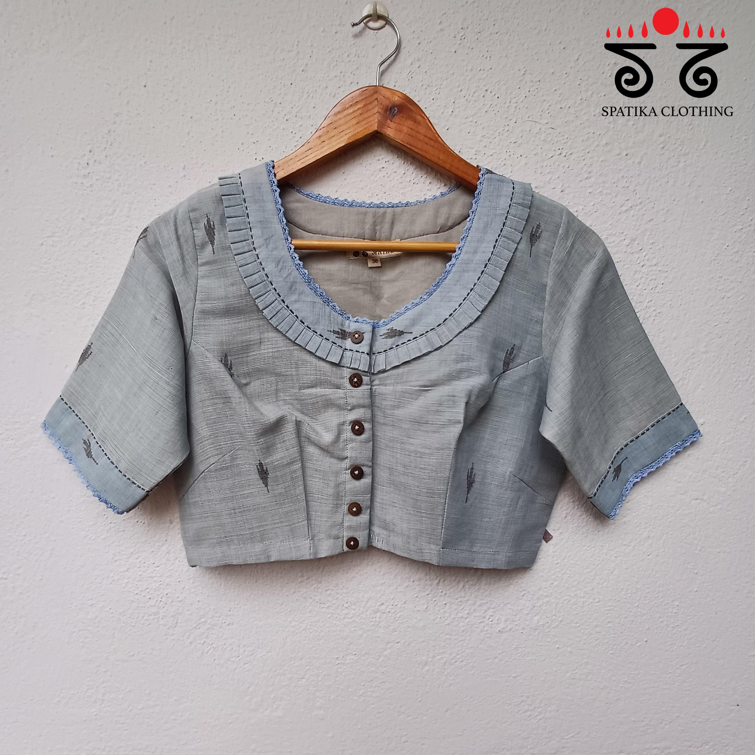 The Lace & Frilled Jamdhani Blouse - Natural Dyed