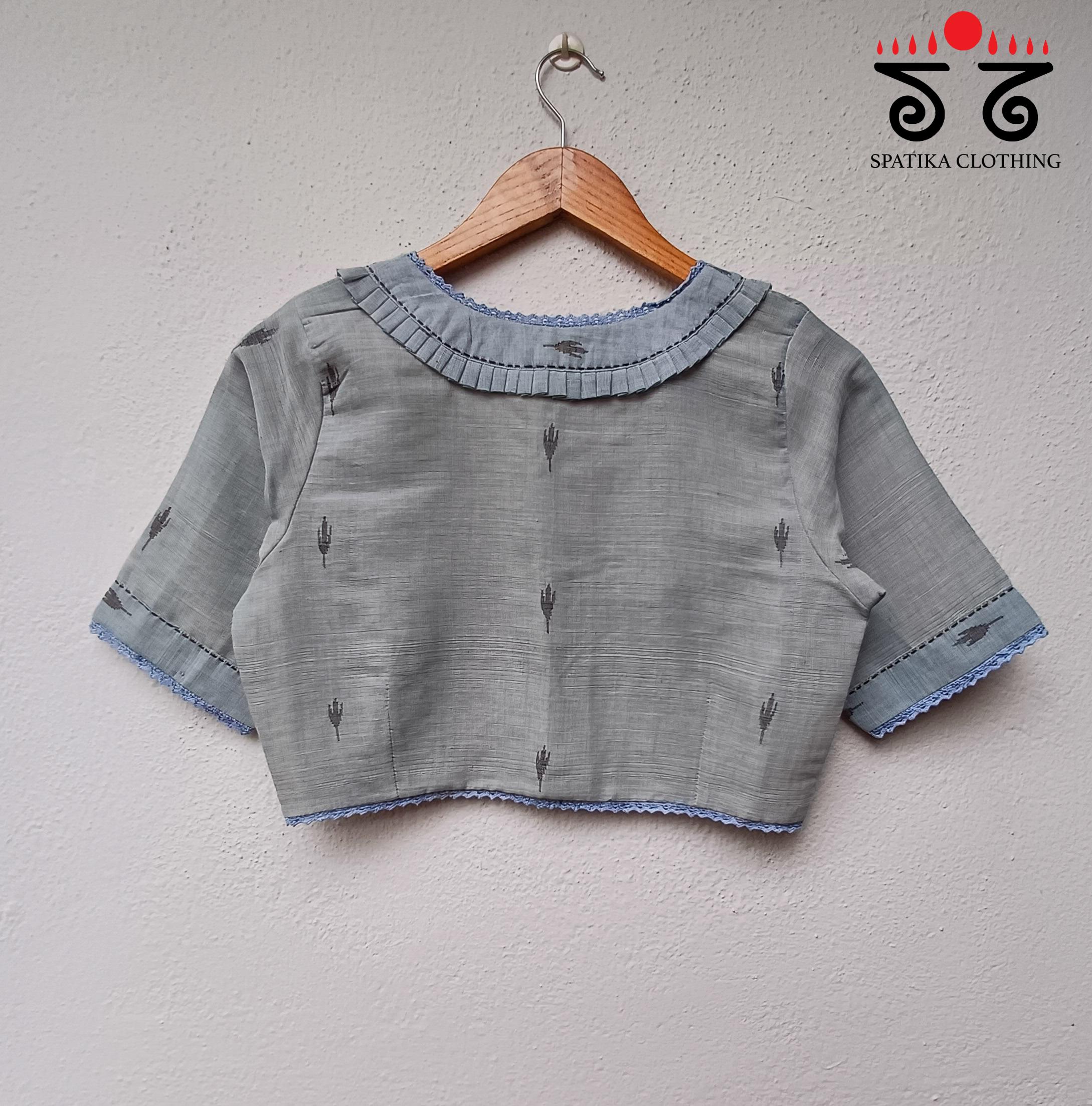 The Lace & Frilled Jamdhani Blouse - Natural Dyed