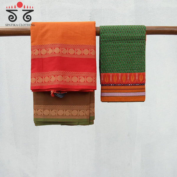 Chettinad Cotton Saree - Ganga Jamuna Border with Special Blouse