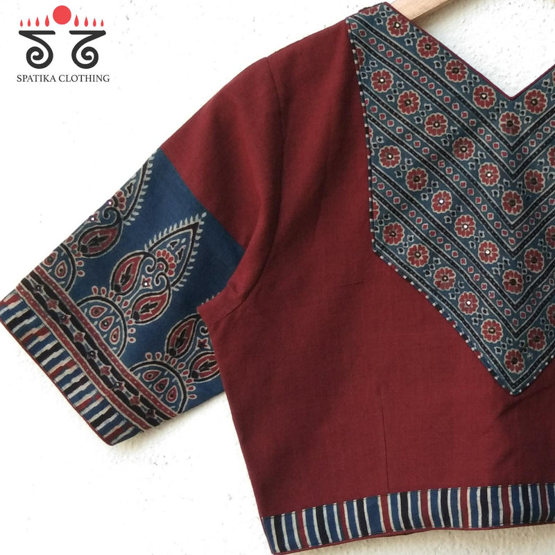 The Ajrak Yoke Hand Embroidered Blouse