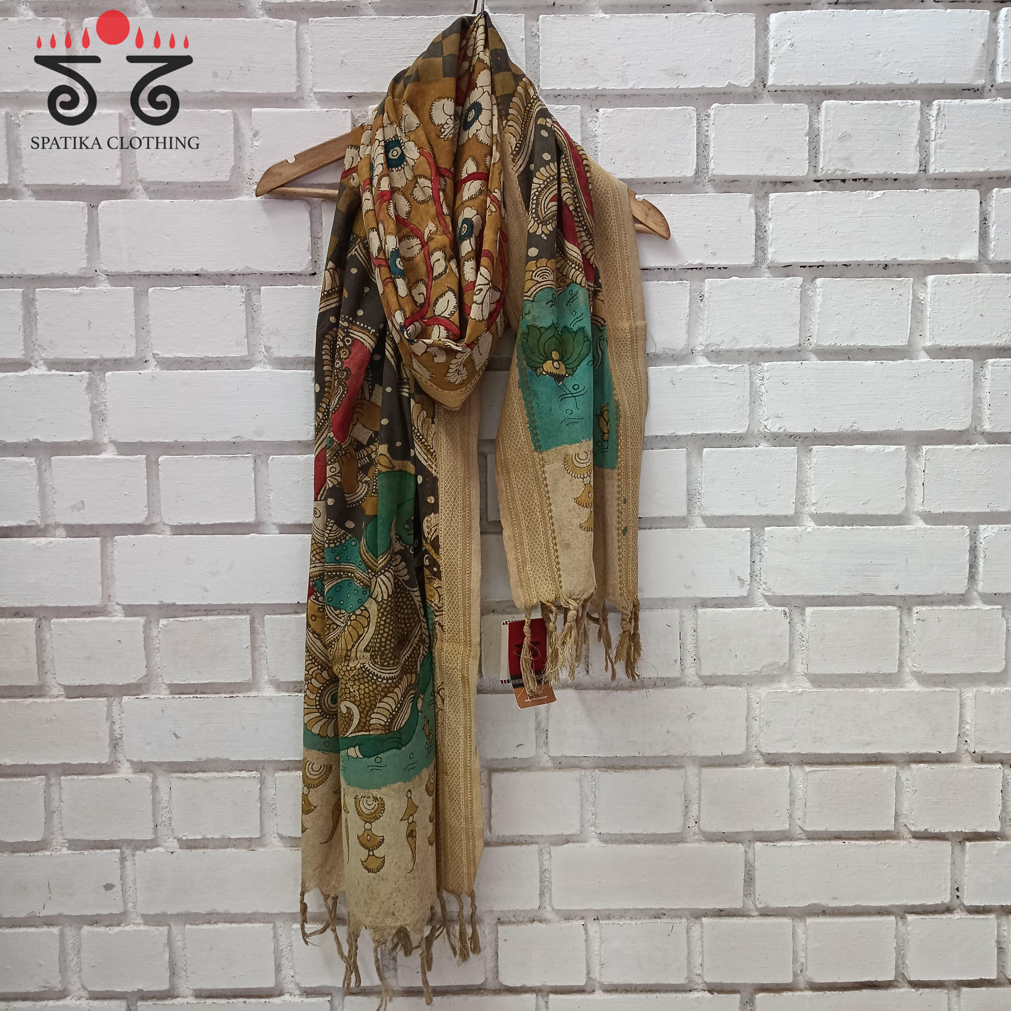 Pen Kalamkari Handpainted Dupatta