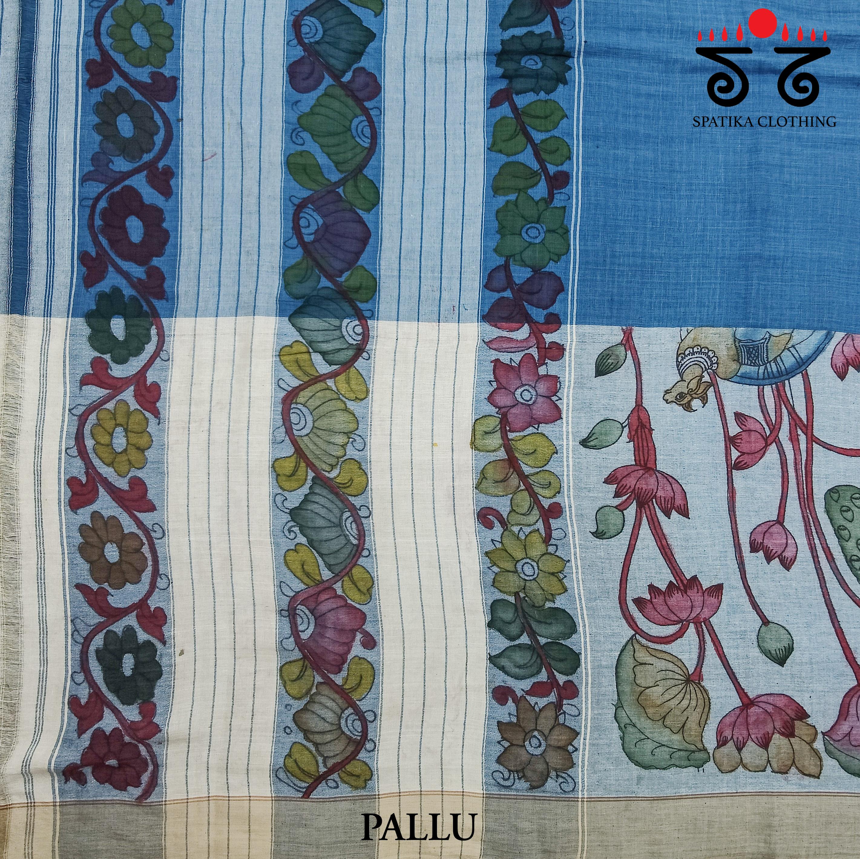 Pen Kalamkari Handpainted Saree