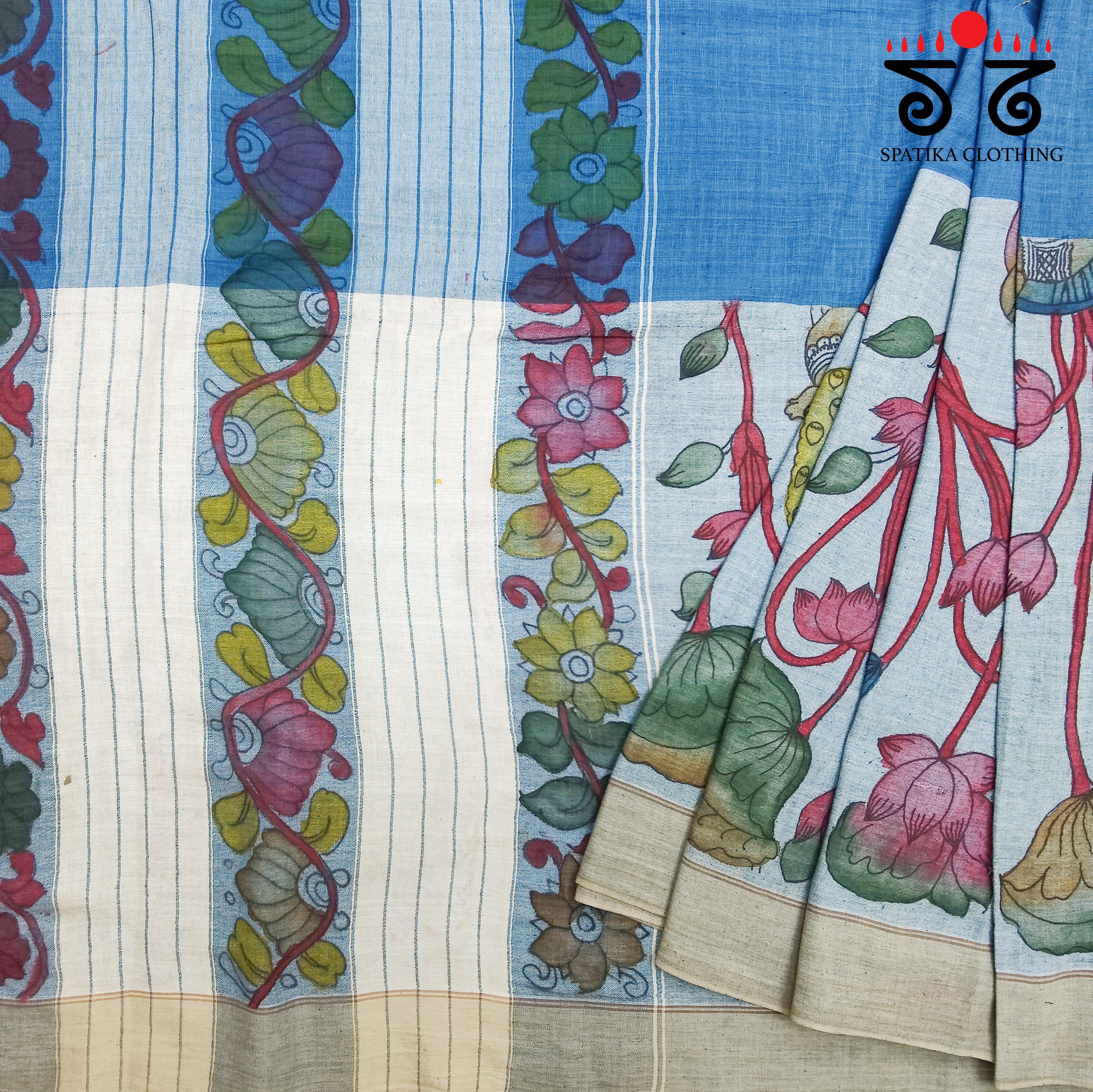 Pen Kalamkari Handpainted Saree