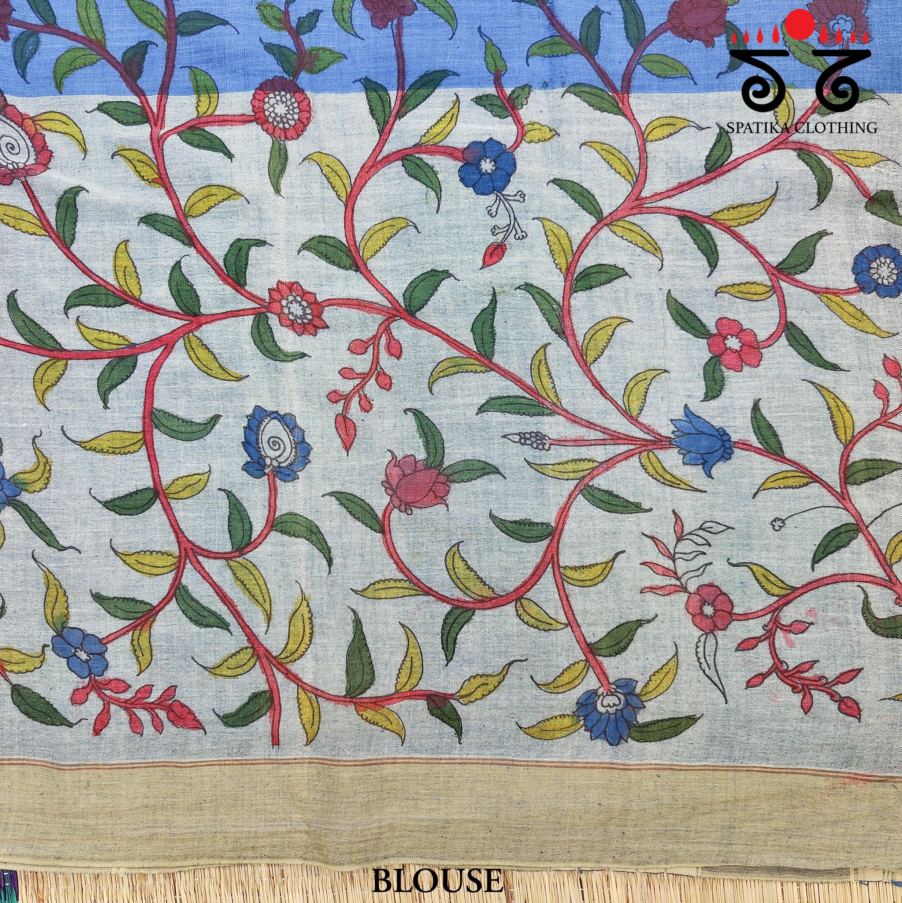 Pen Kalamkari Handpainted Saree