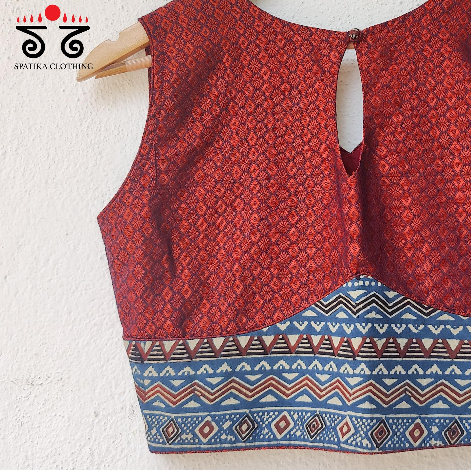 The Khun - Ajrakh sleeveless Blouse