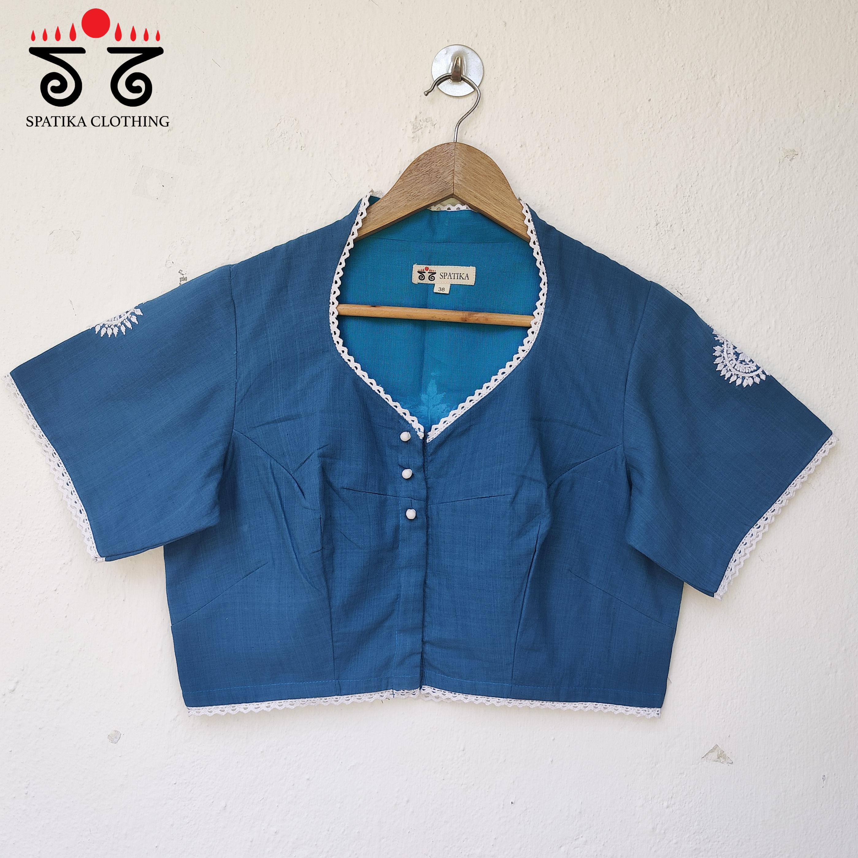 The Solid Chikankari and Lace Blouse - New Edition