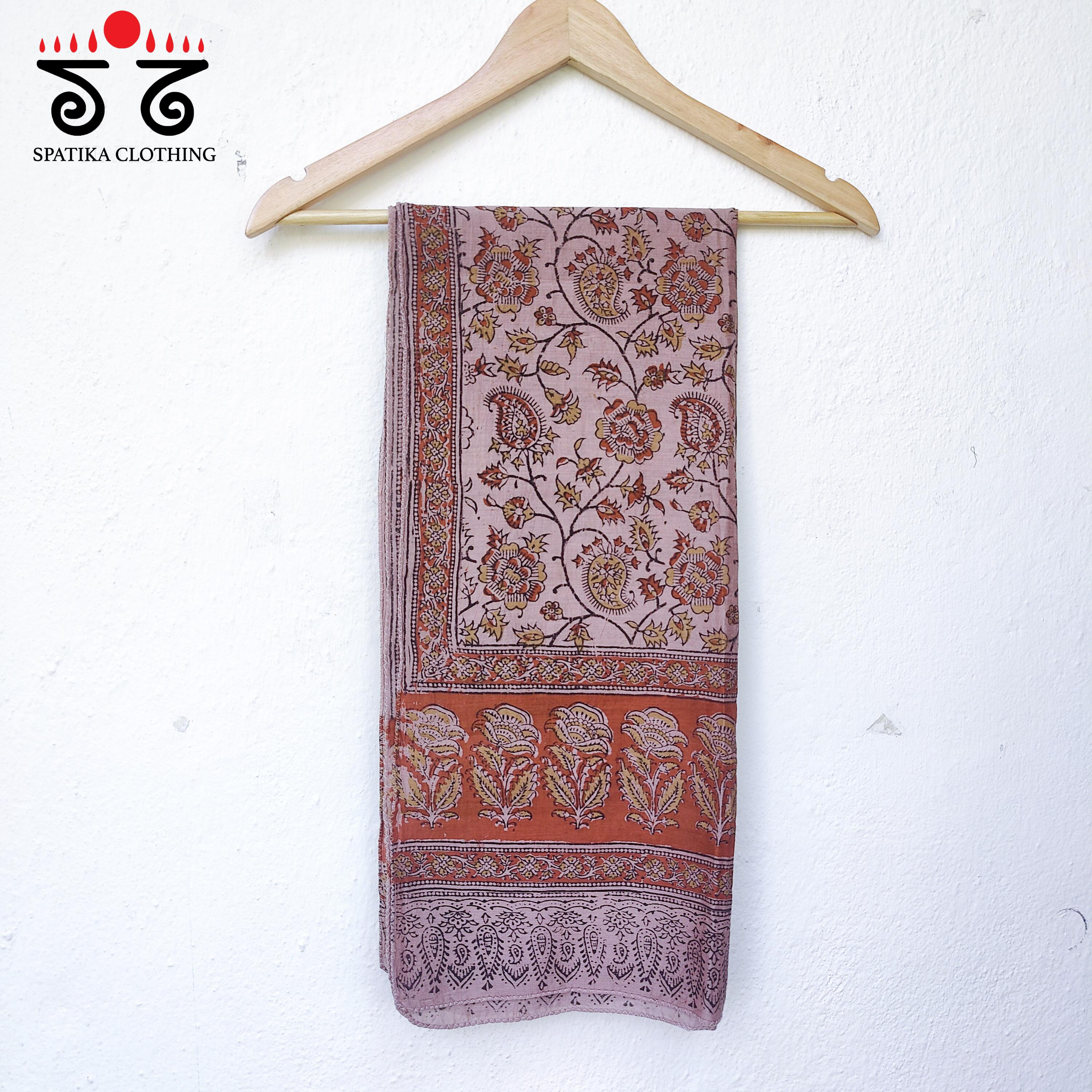 Ajrakh on Silk Cotton Stole - Natural Dyes