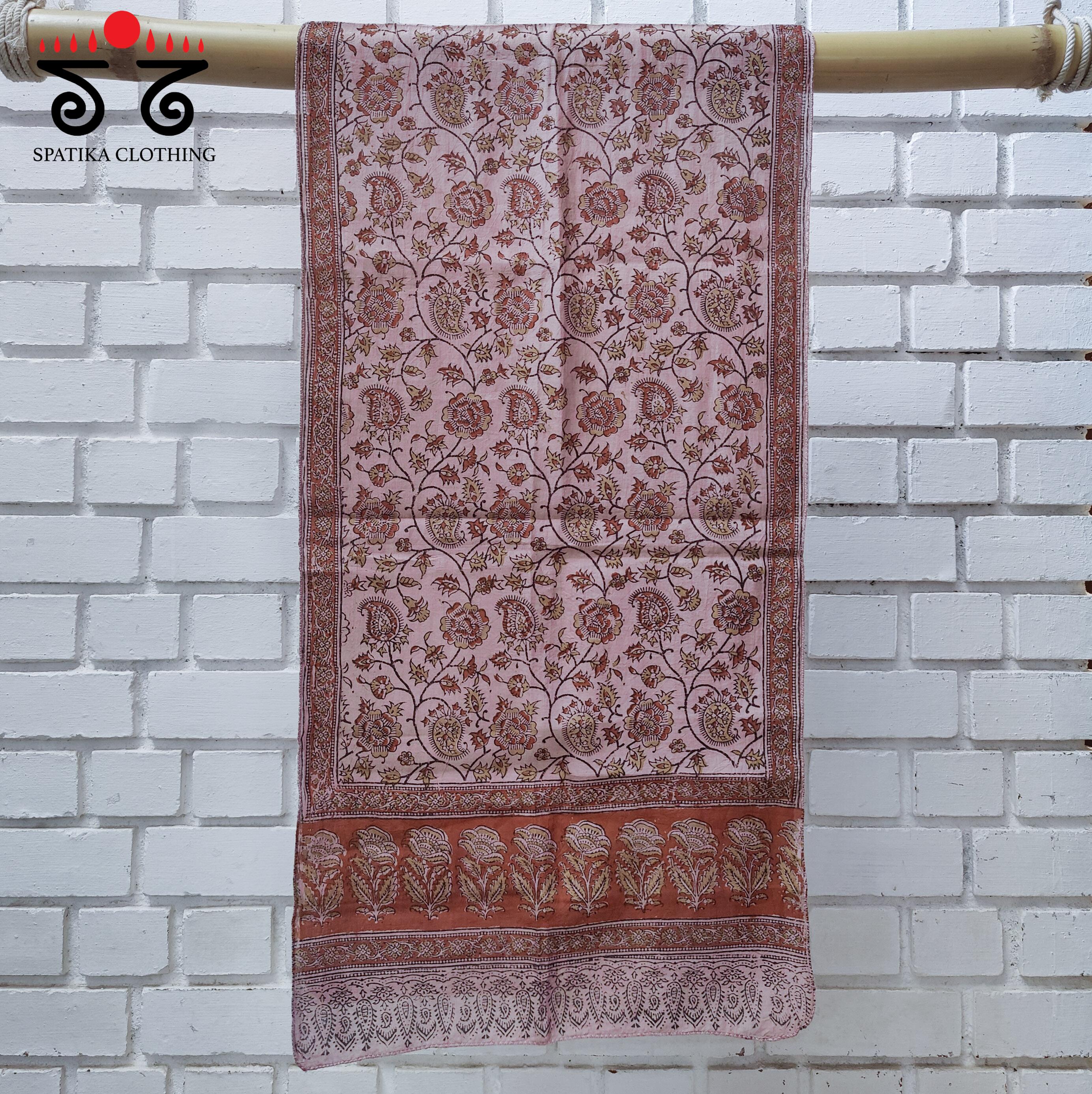 Ajrakh on Silk Cotton Stole - Natural Dyes