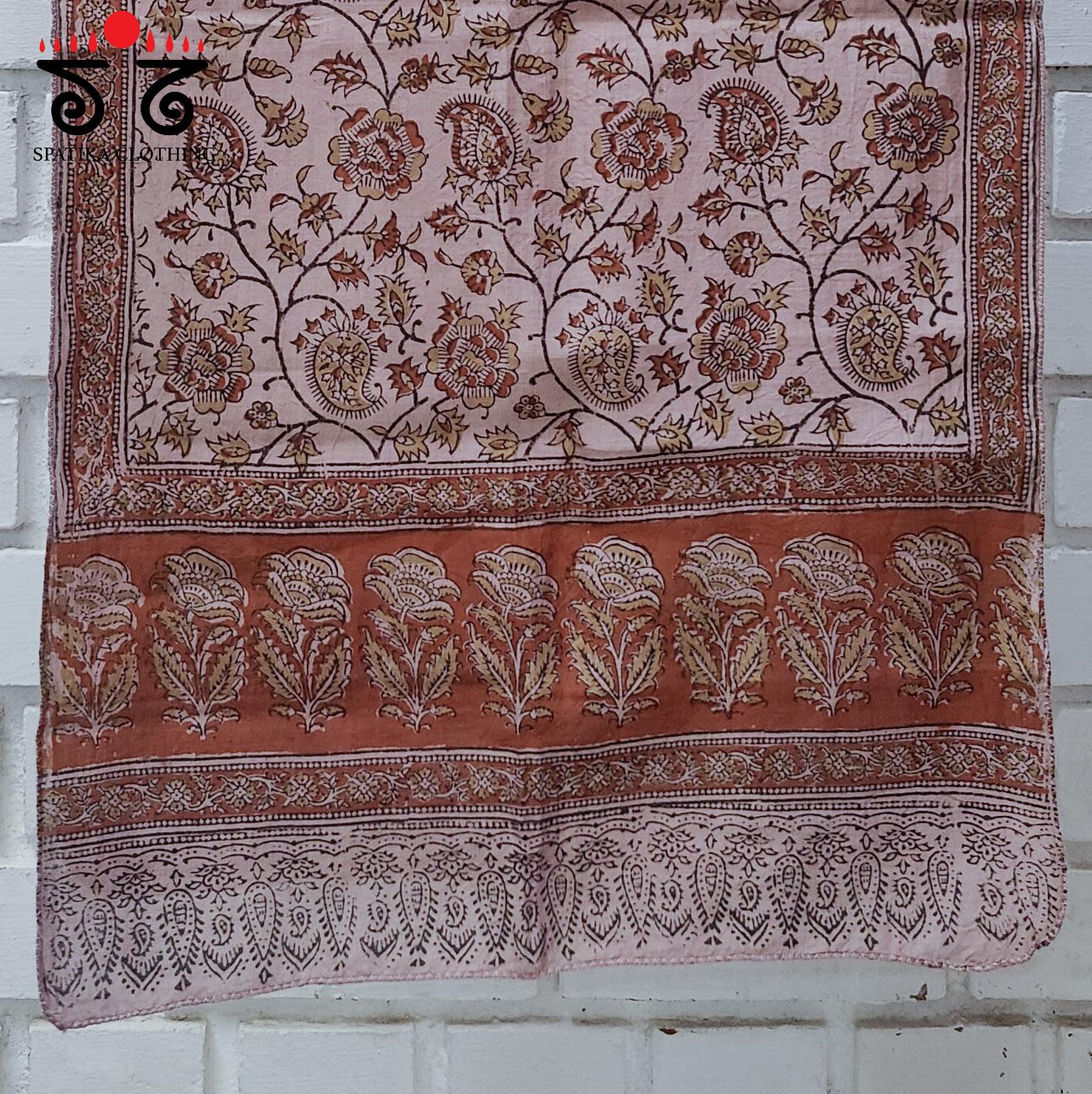 Ajrakh on Silk Cotton Stole - Natural Dyes