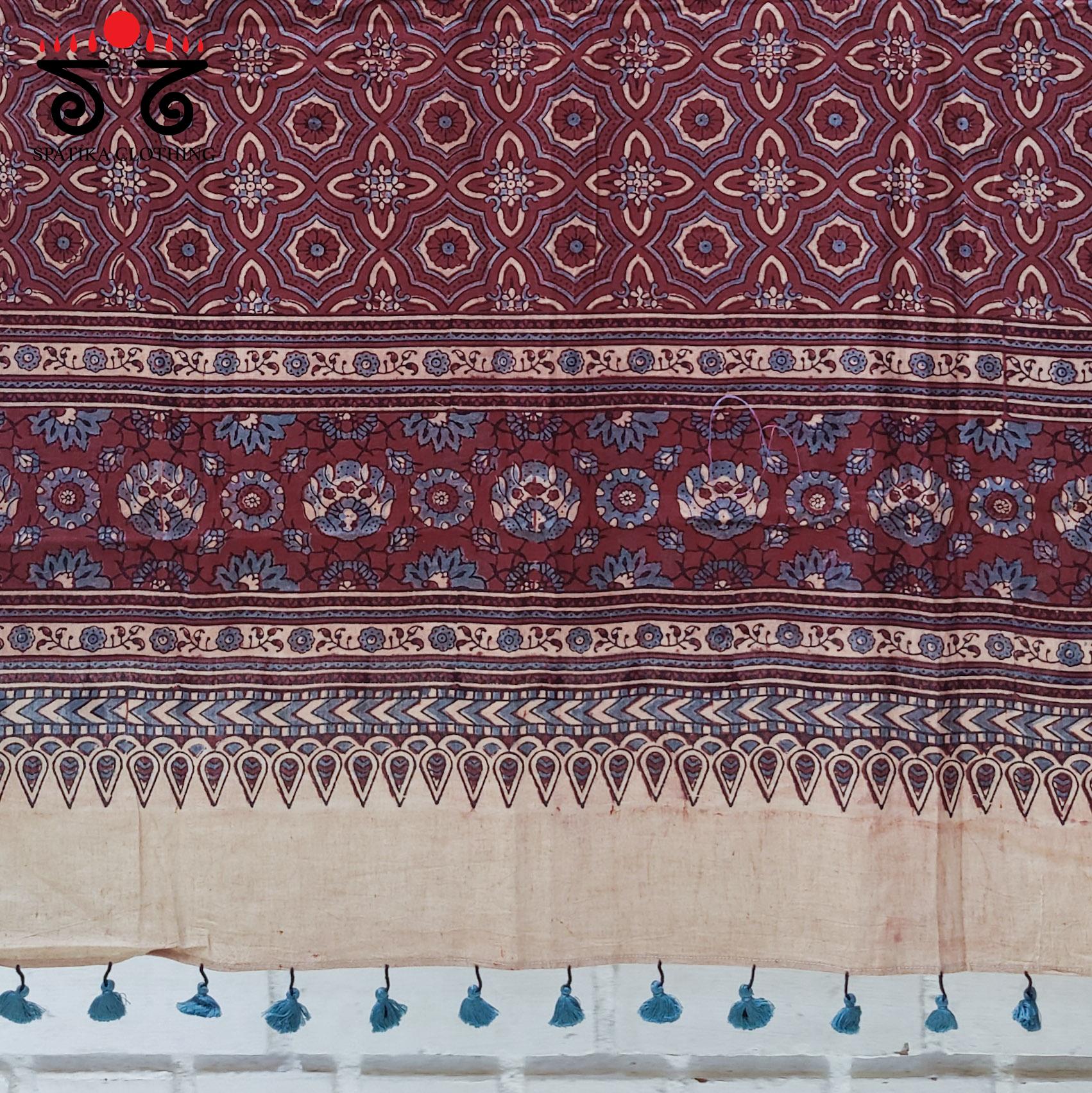 Ajrakh on Handwoven Cotton Dupatta - Natural Dyes