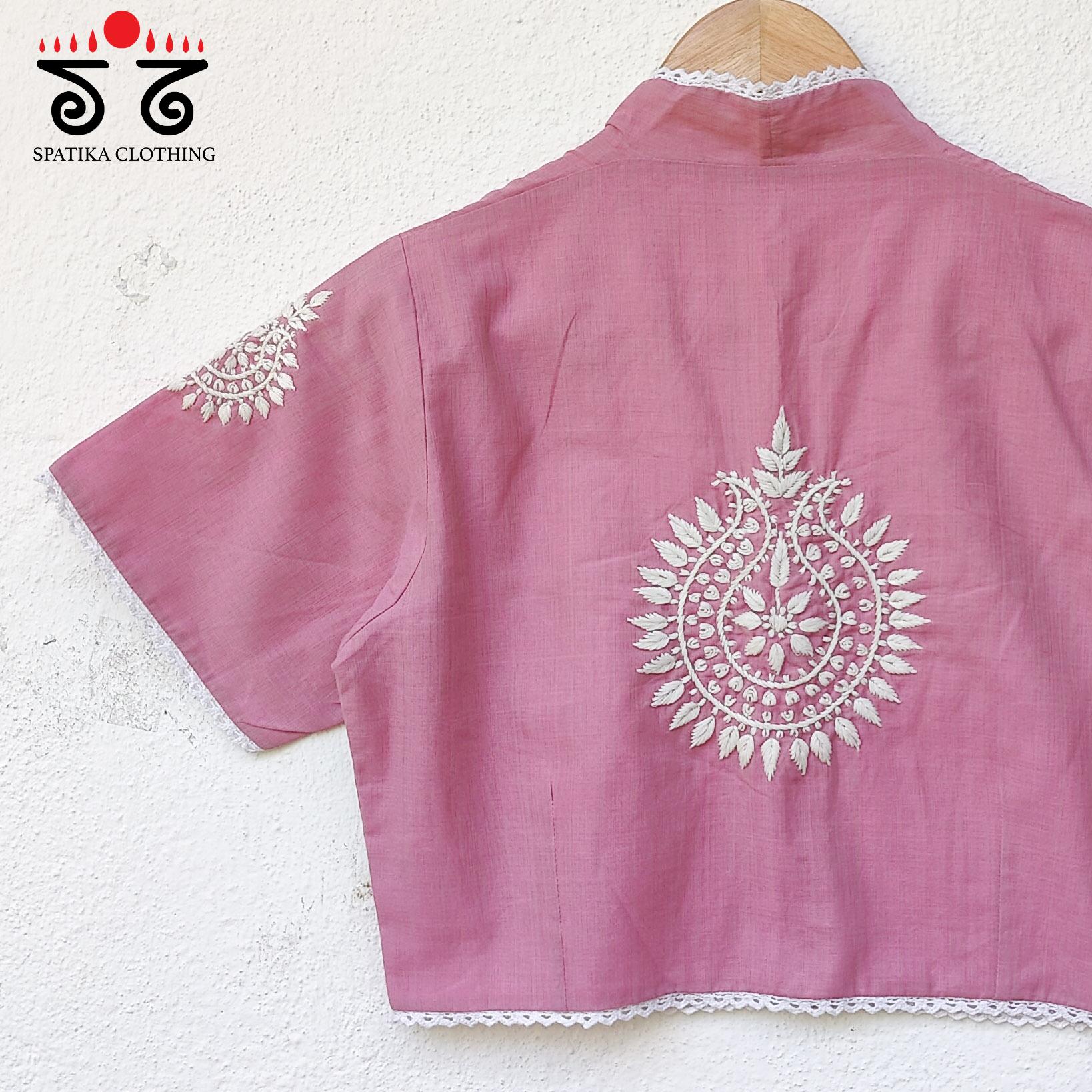 The Solid Chikan and Lace Blouse - New Edition