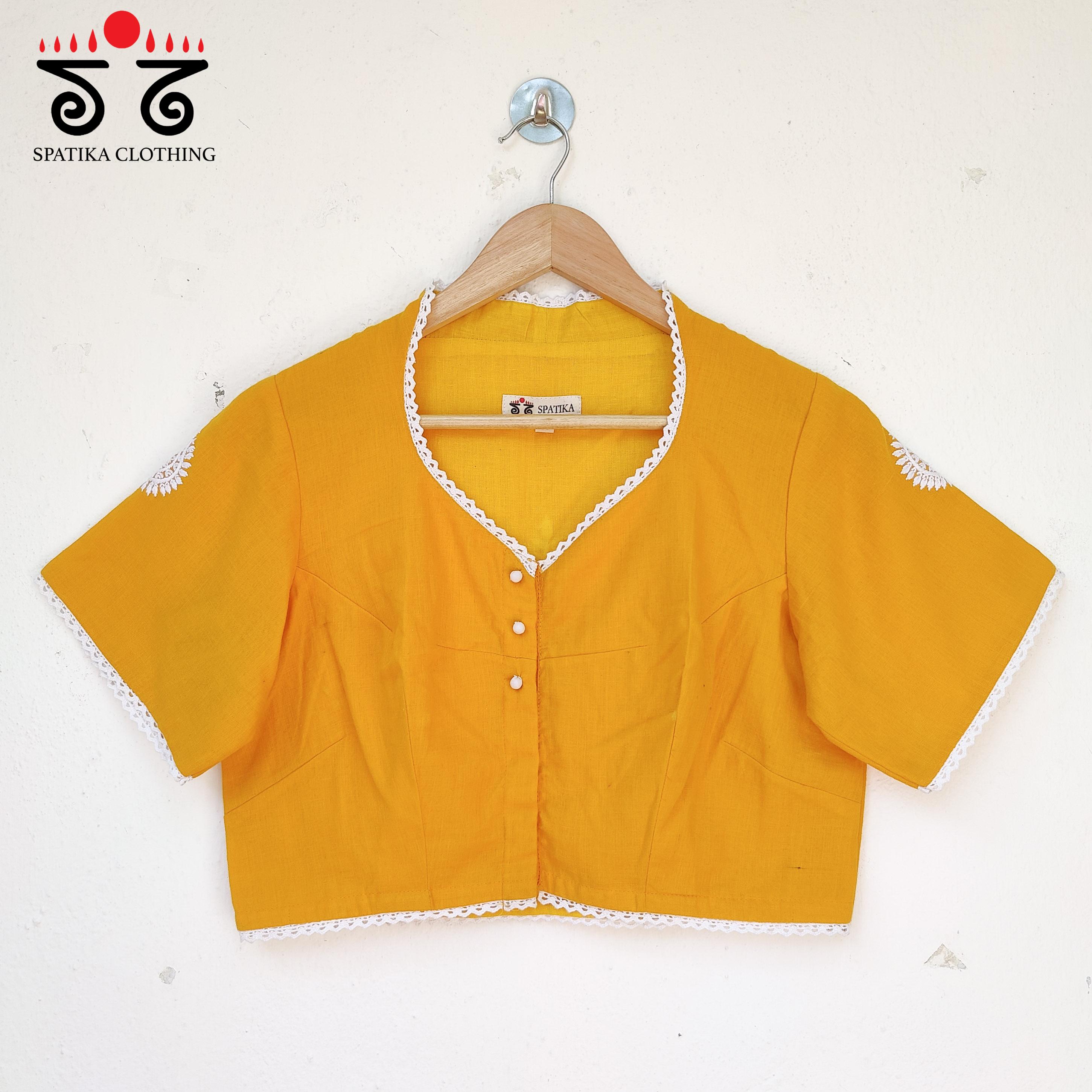 The Solid Chikan and Lace Blouse - New Edition
