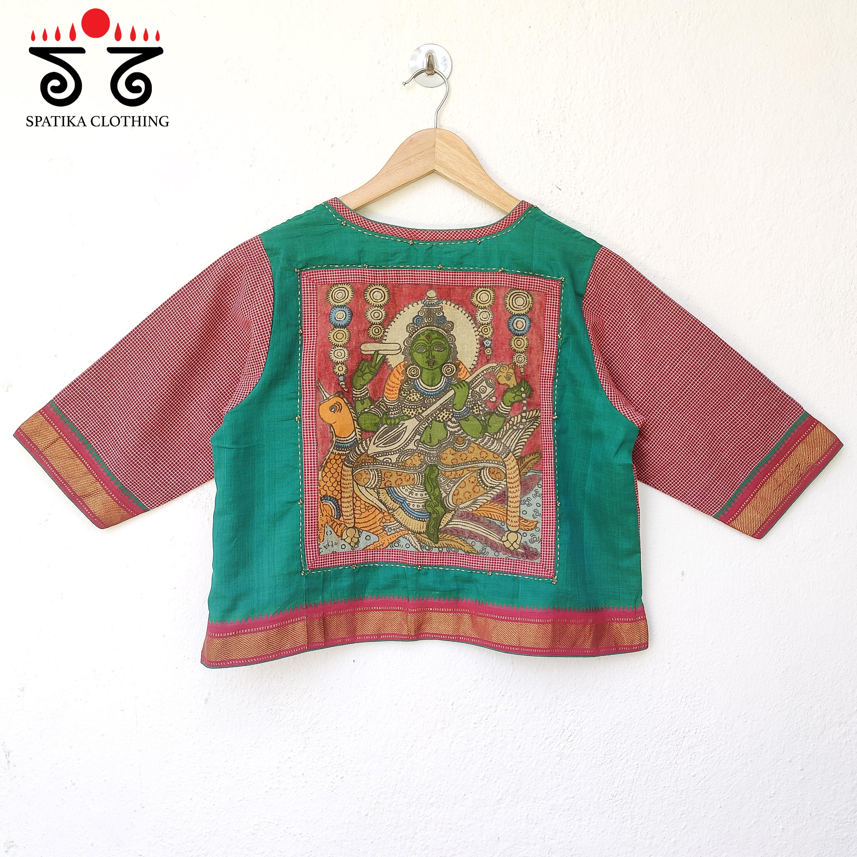 Saraswathi Pen Kalamkari Handwoven Crop Top