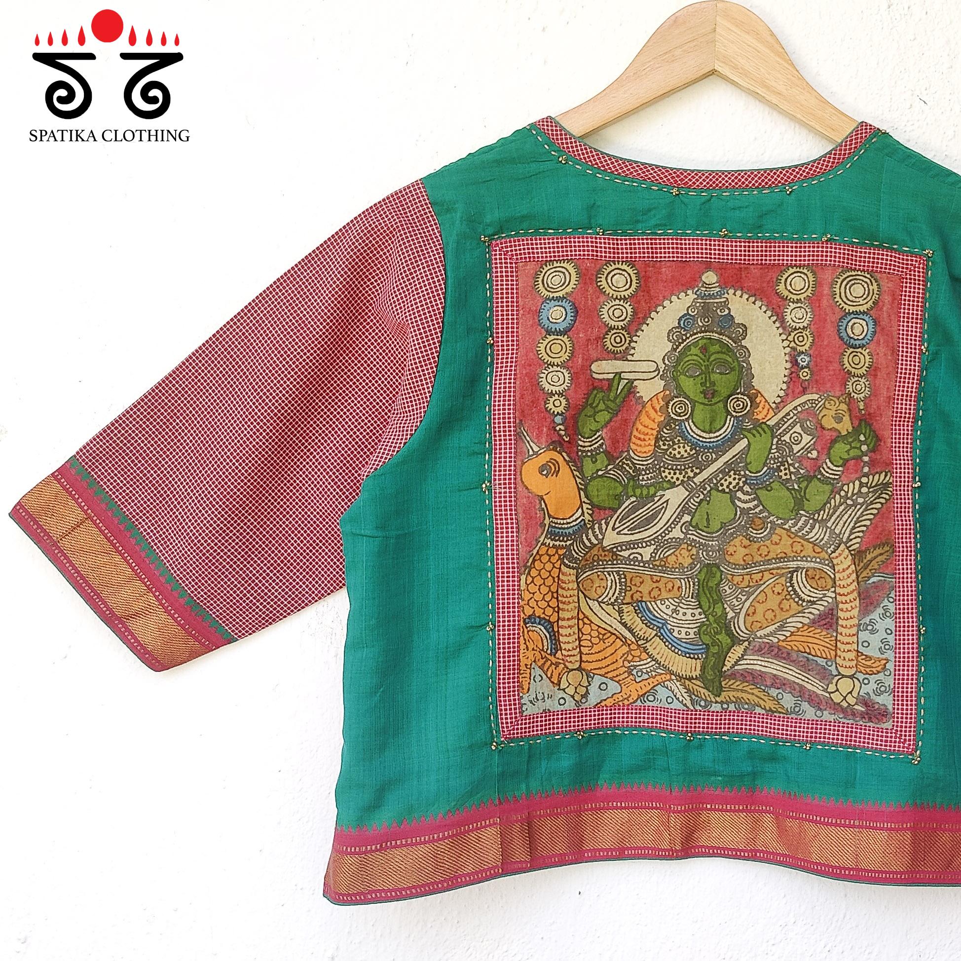 Saraswathi Pen Kalamkari Handwoven Crop Top