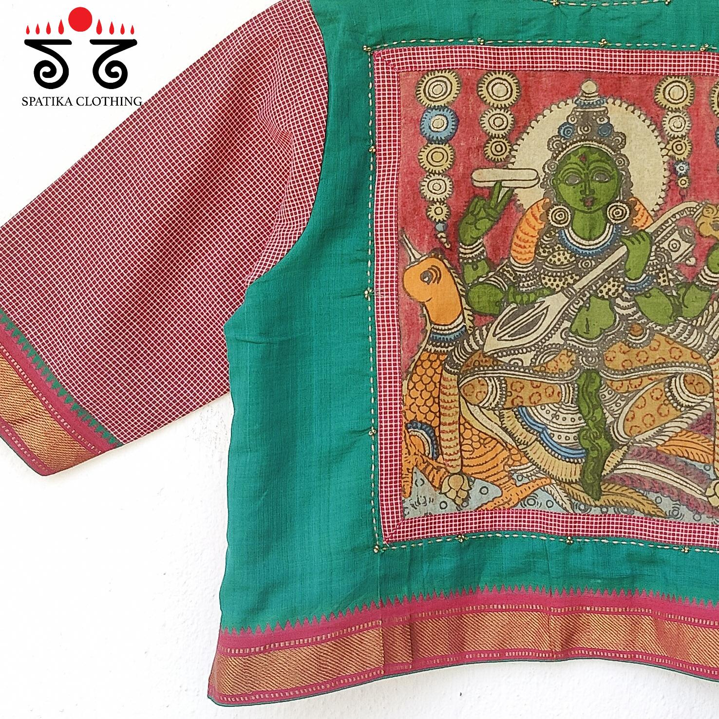 Saraswathi Pen Kalamkari Handwoven Crop Top