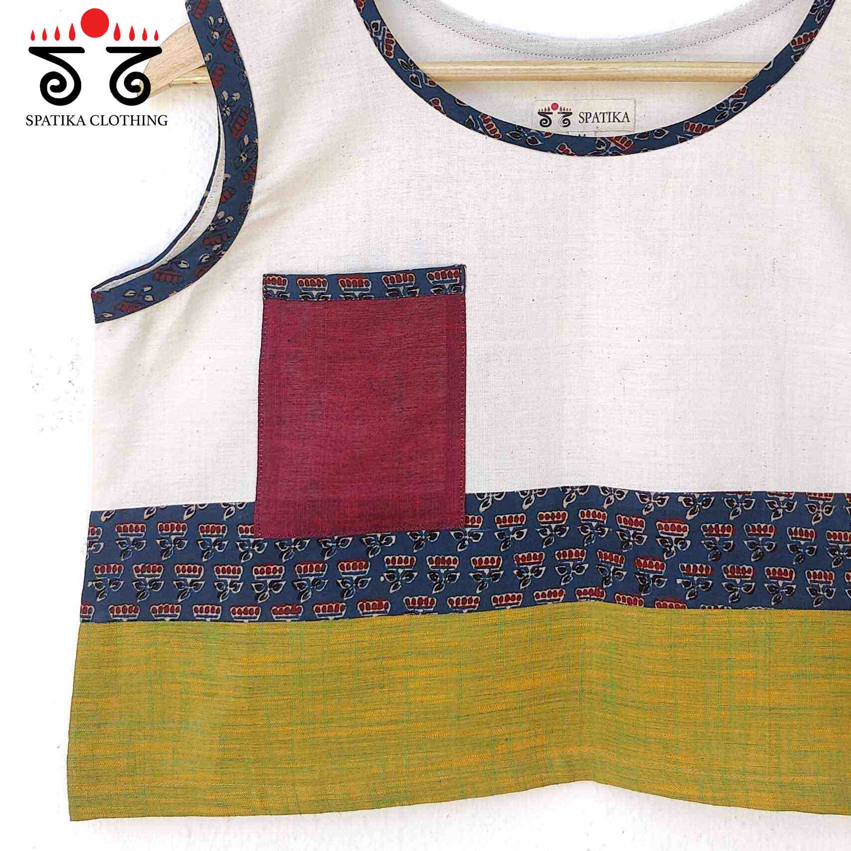 Ajrakh Patch Pocket Crop Top