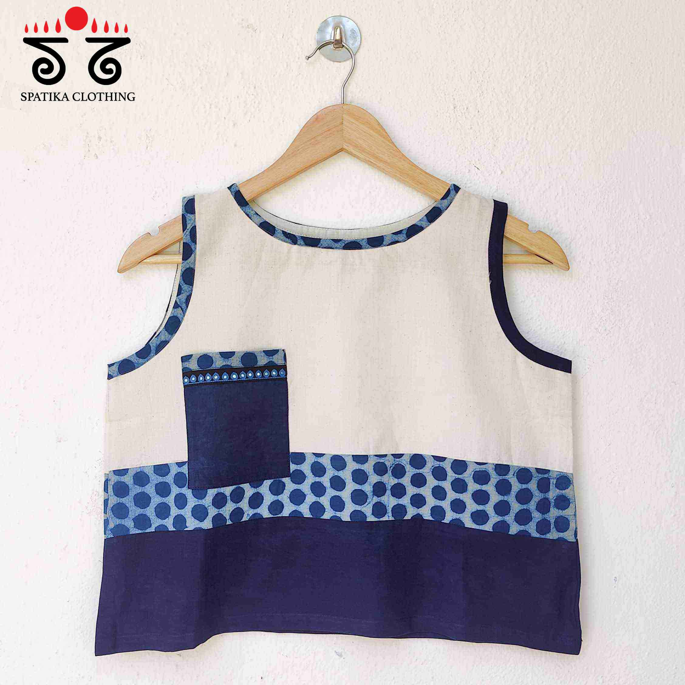 Ajrakh Patch Pocket Crop Top