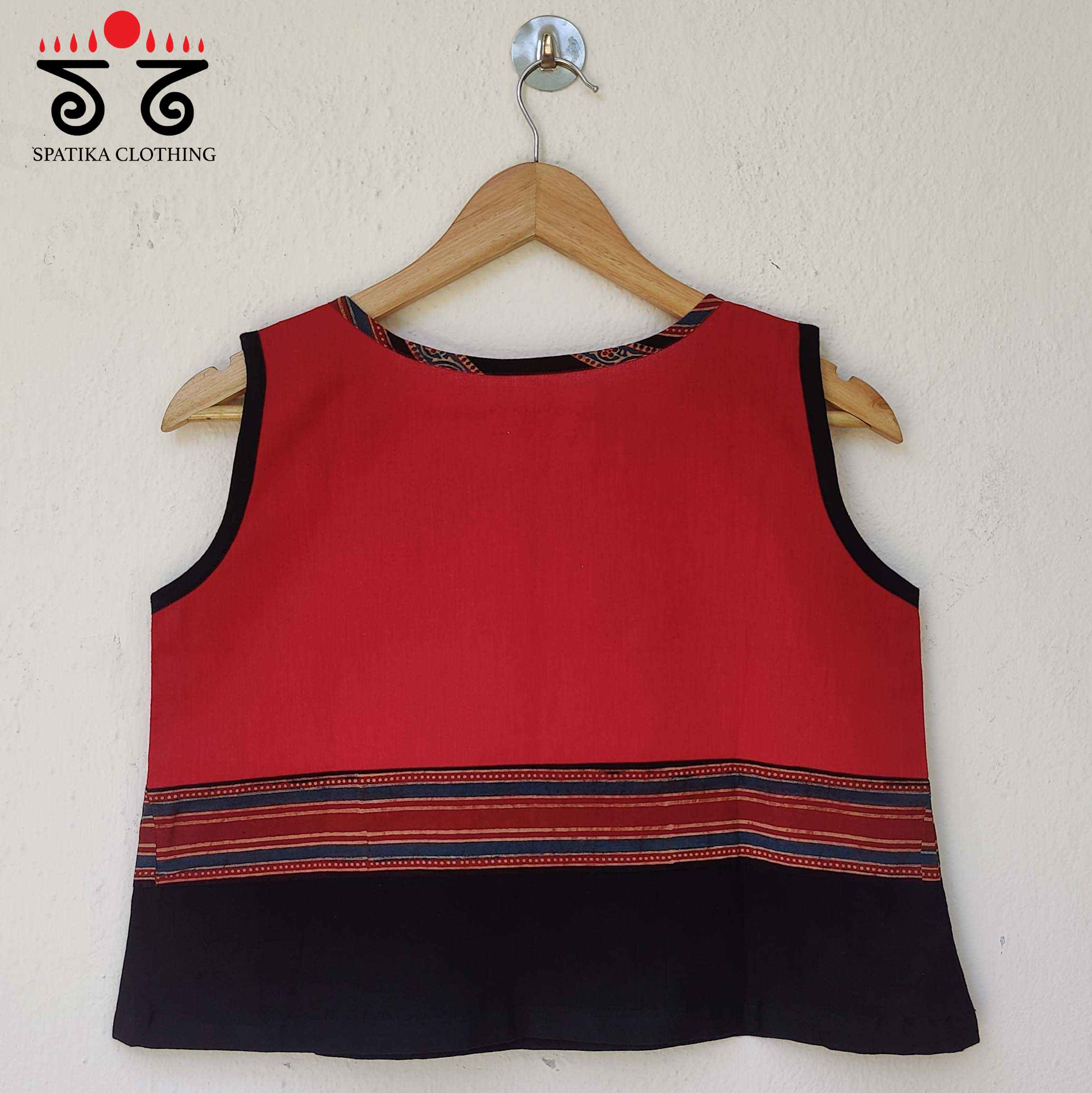 Ajrakh Patch Pocket Crop Top