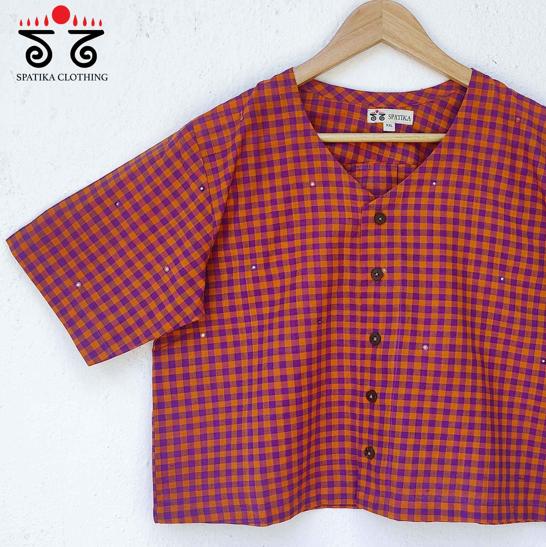 Checked Hand Embroidered Crop Top