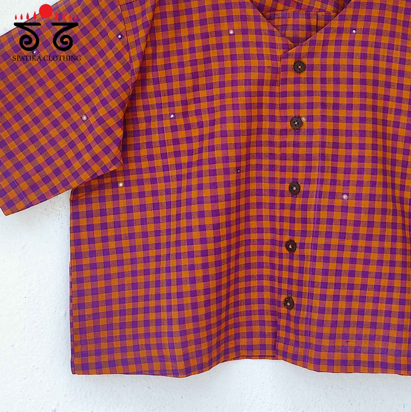 Checked Hand Embroidered Crop Top