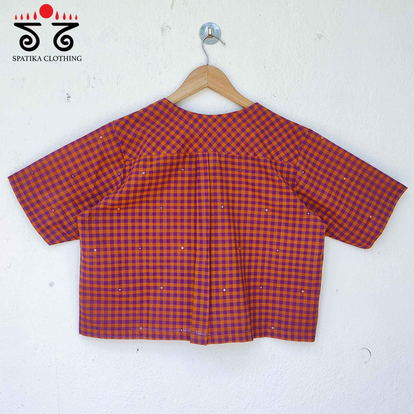 Checked Hand Embroidered Crop Top