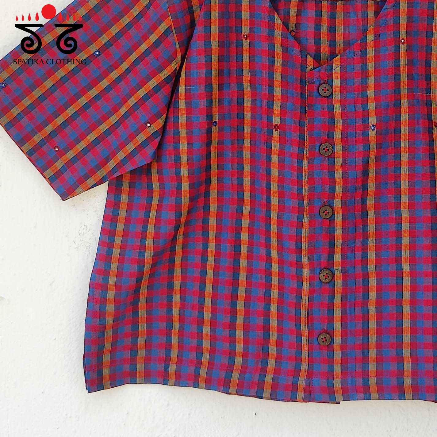 Checked Hand Embroidered Crop Top