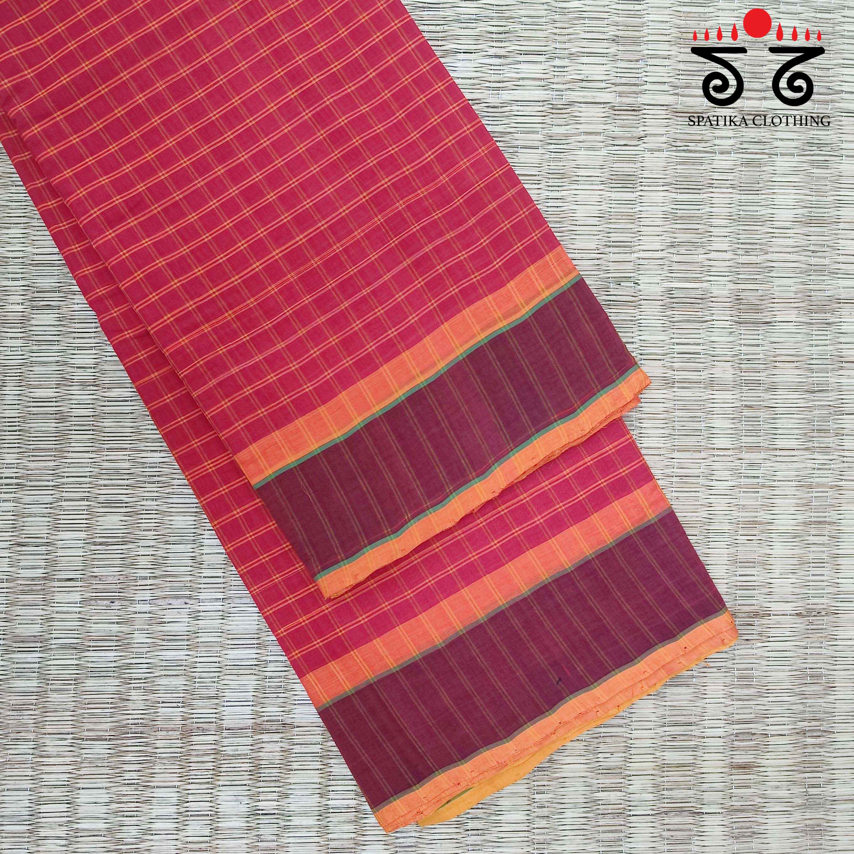 Checked Handwoven Kanchi Cotton Saree