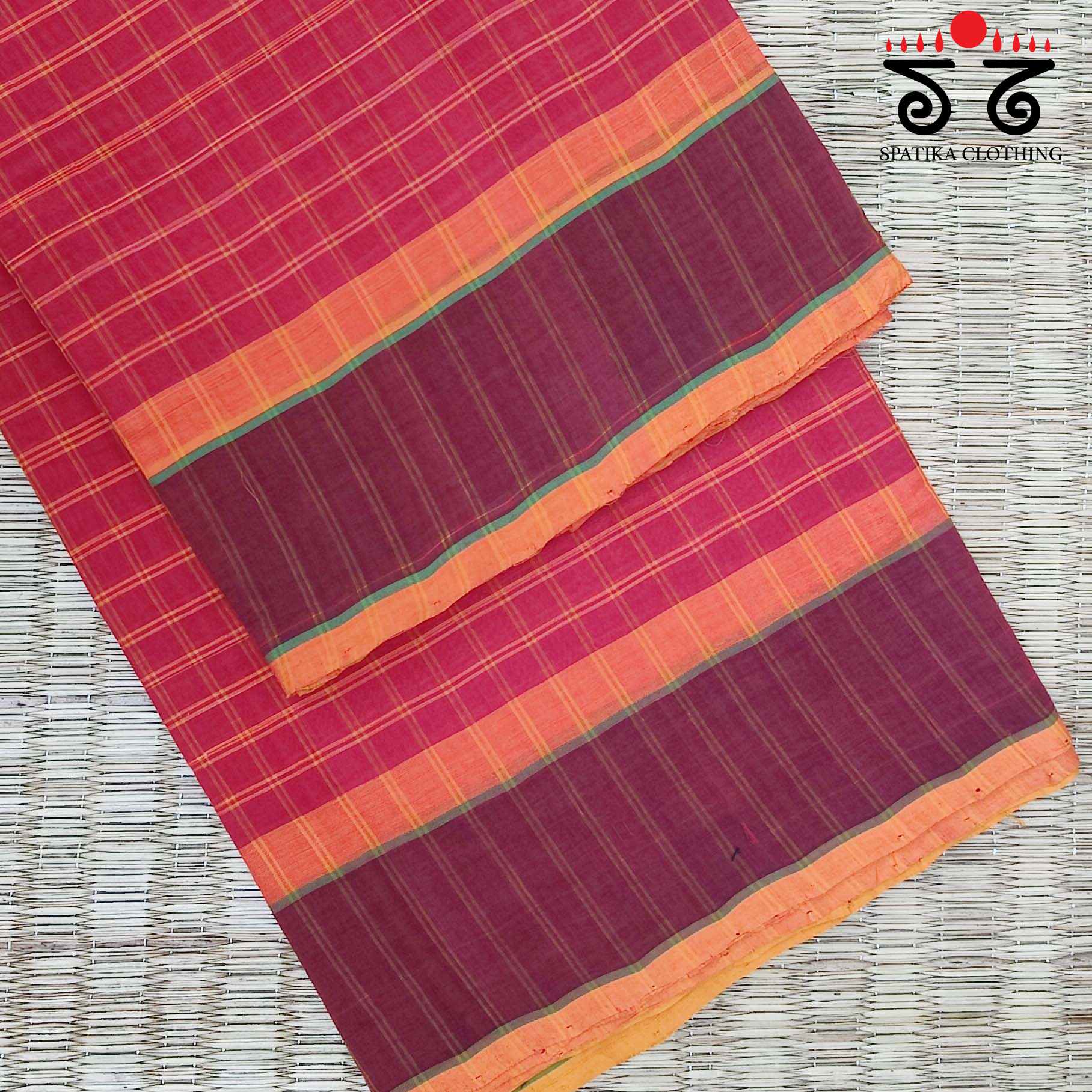 Checked Handwoven Kanchi Cotton Saree