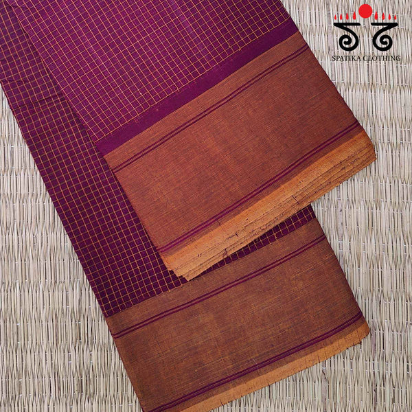 Checkered Handwoven Kanchi Cotton Saree