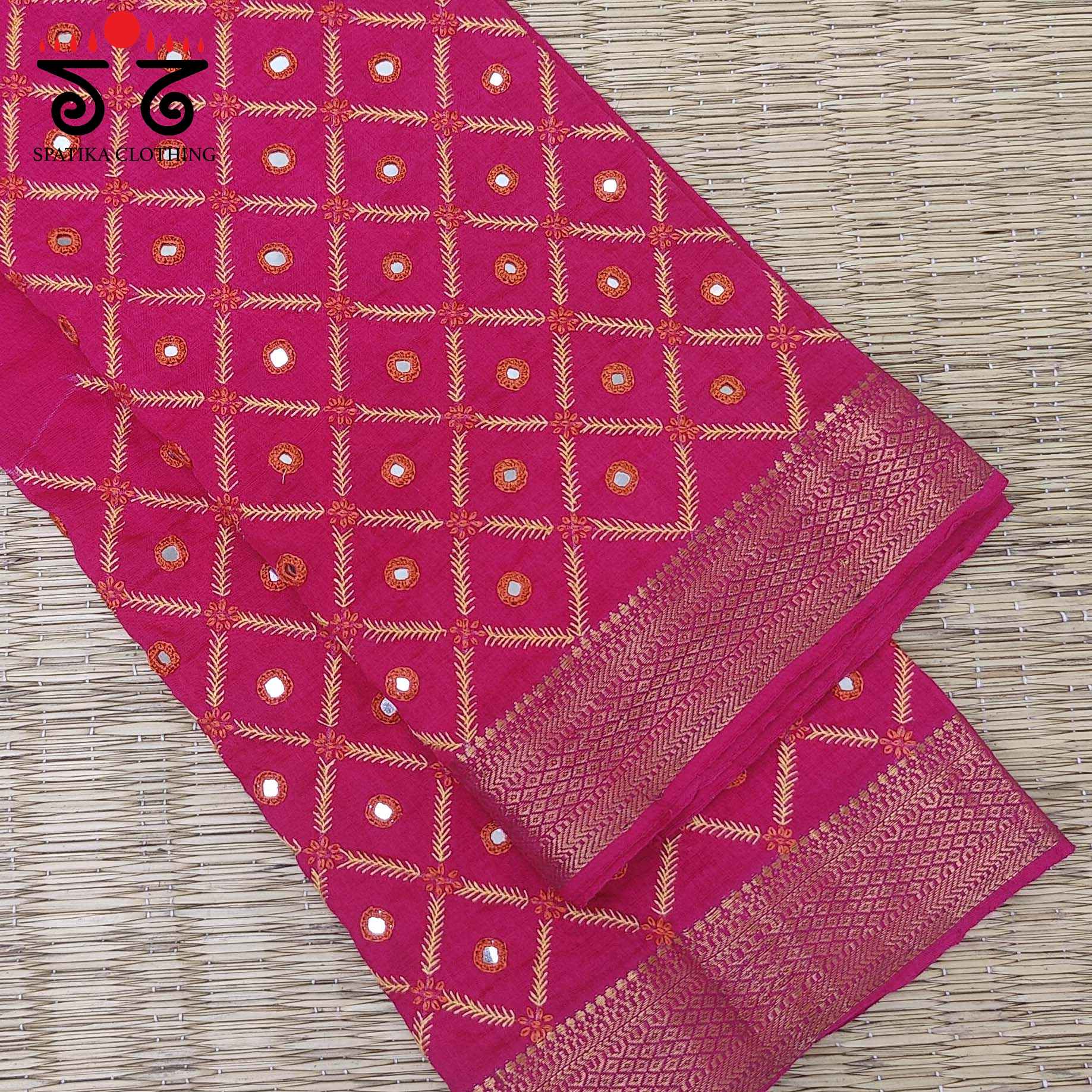 Banjara Handembroidery on Mangalagiri Cotton Blouse Fabric
