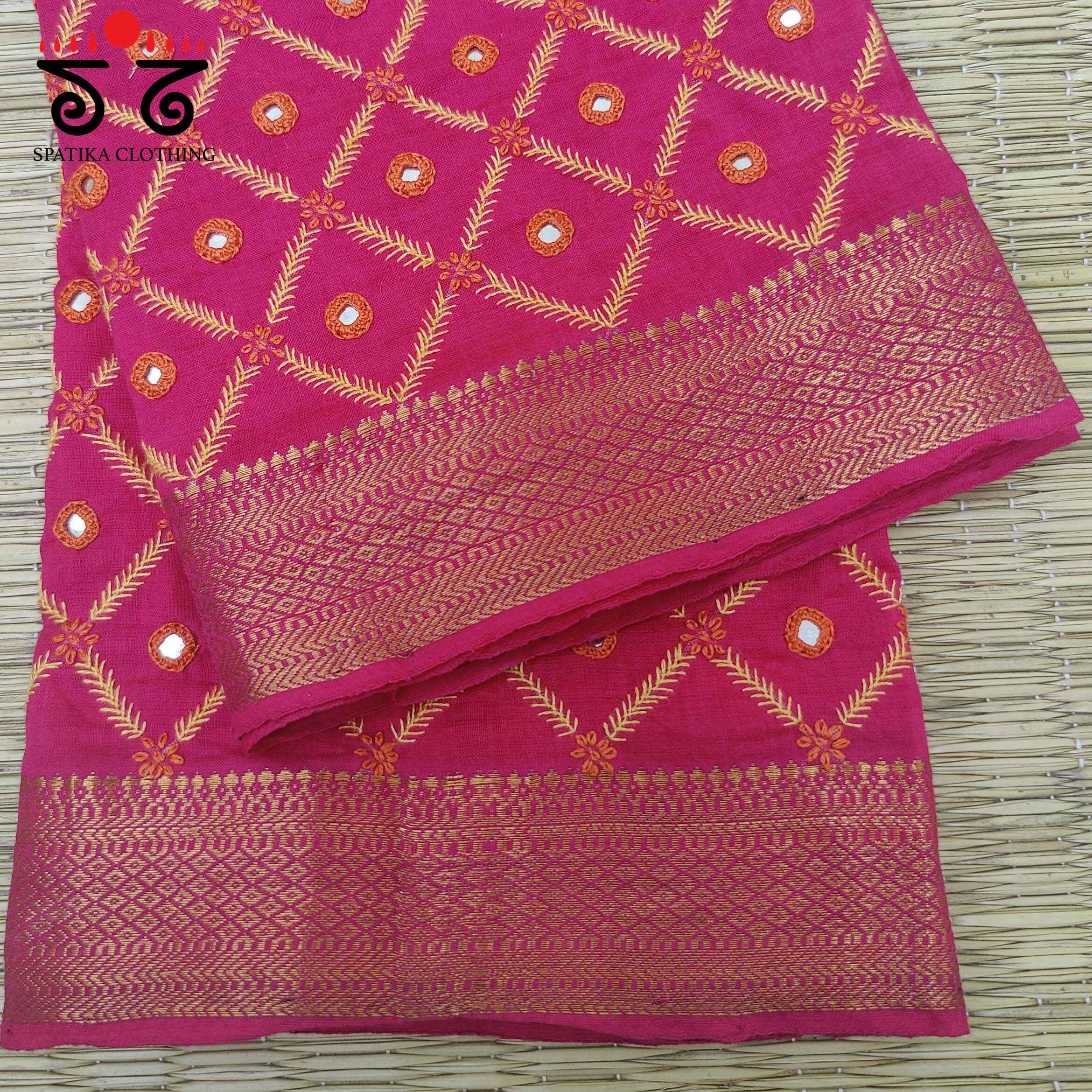 Banjara Handembroidery on Mangalagiri Cotton Blouse Fabric