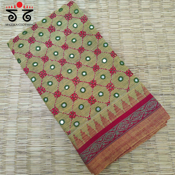 Banjara Handembroidery on Ponduru Handspun Cotton Blouse Fabric