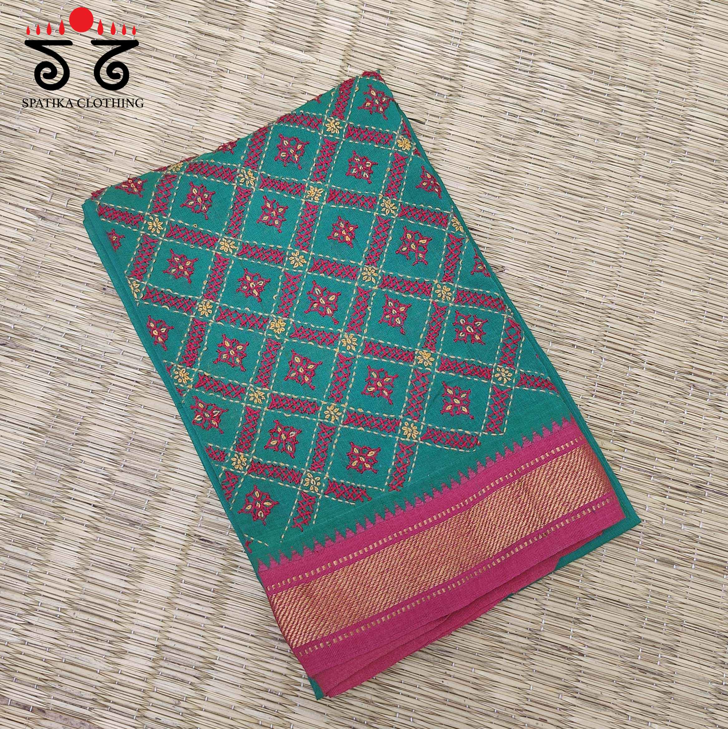 Banjara Handembroidery on Mangalagiri Cotton Blouse Fabric