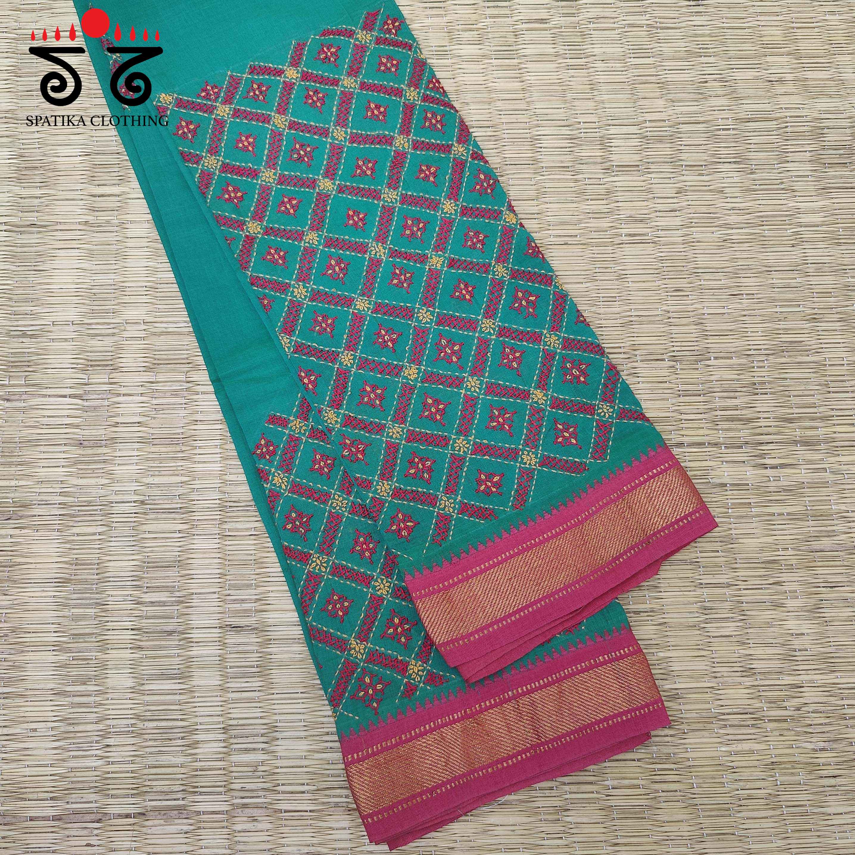 Banjara Handembroidery on Mangalagiri Cotton Blouse Fabric
