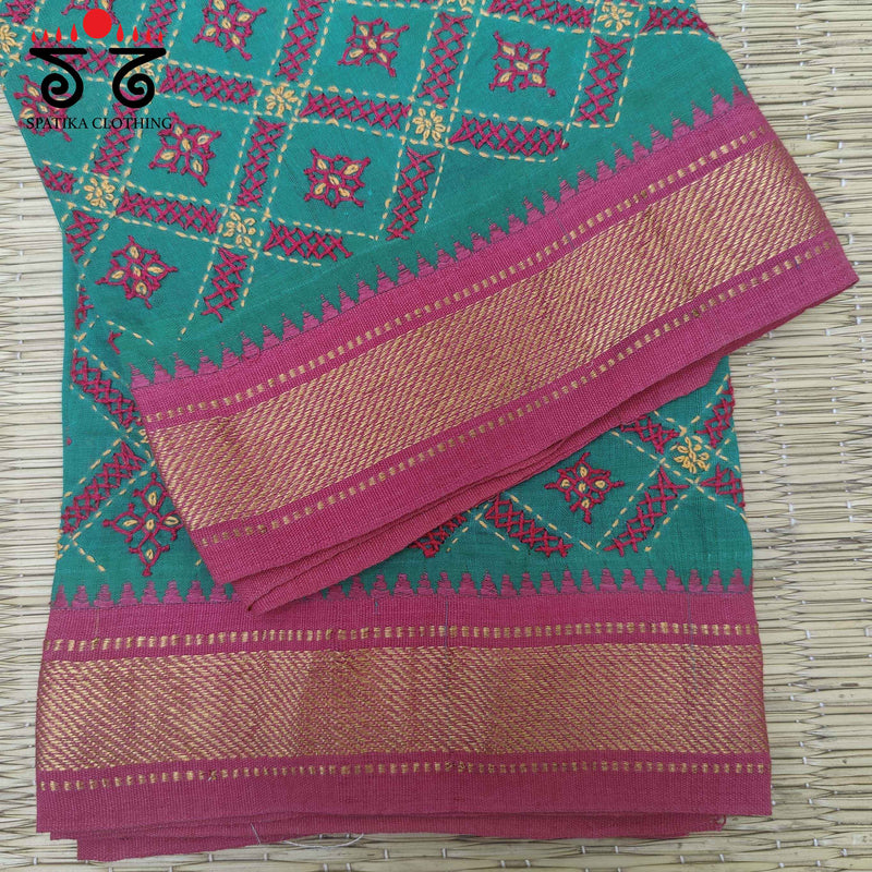 Banjara Handembroidery on Mangalagiri Cotton Blouse Fabric