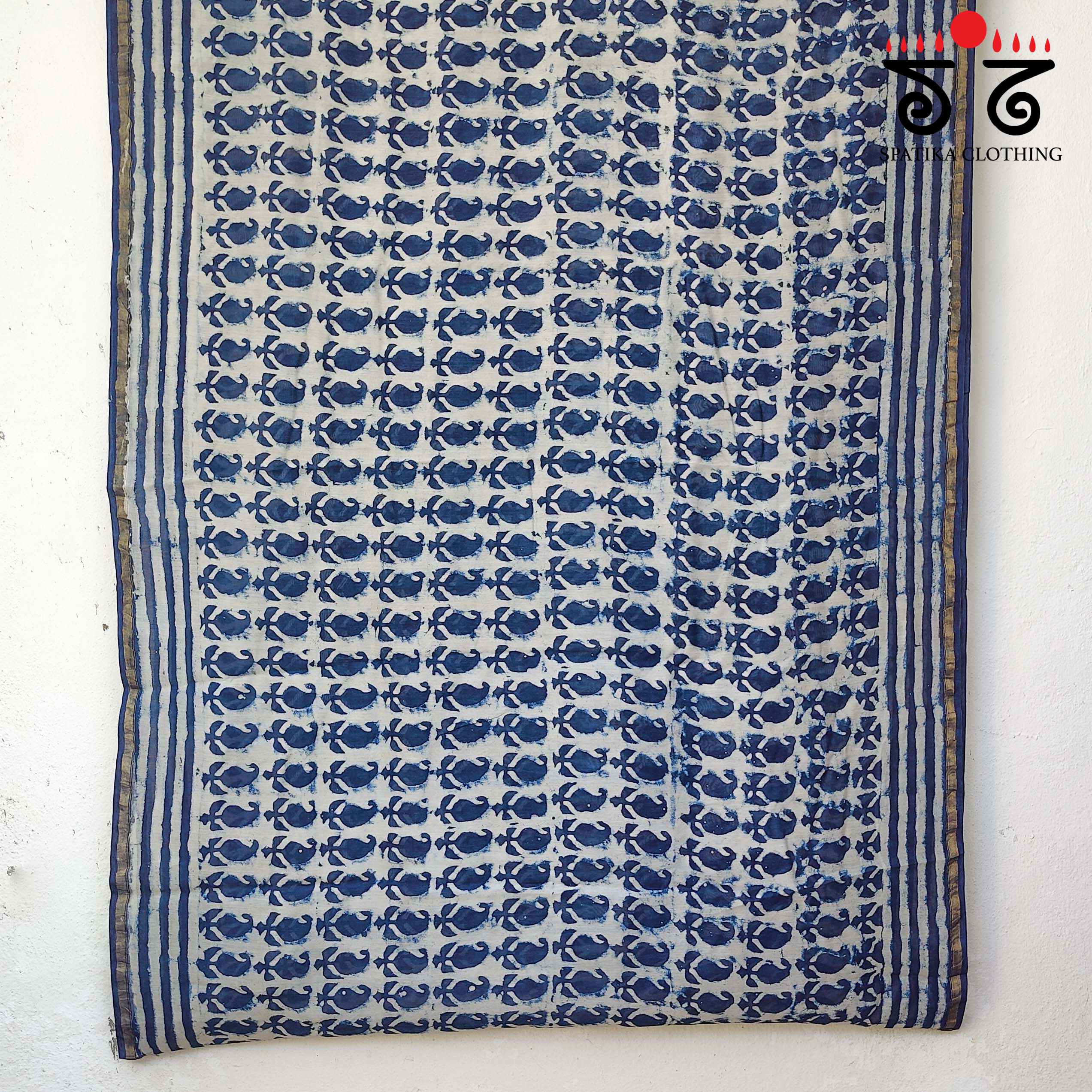 Handblock Print on Chanderi Silk Cotton Saree