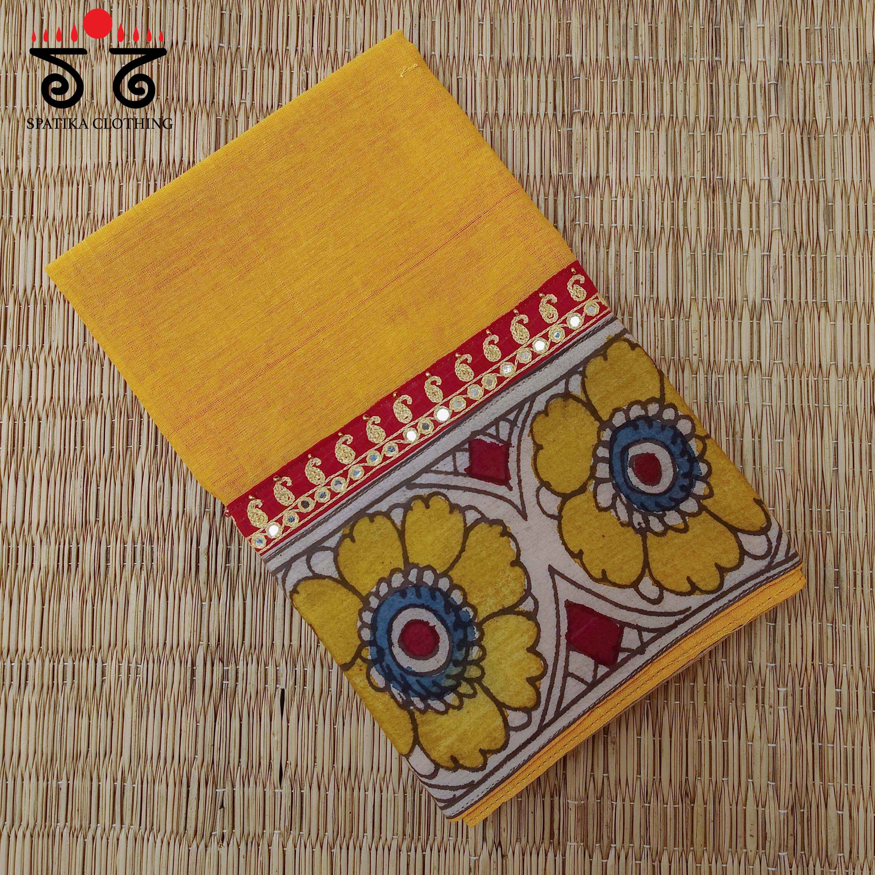 Kalamkari Hand Embroidered Blouse Fabric