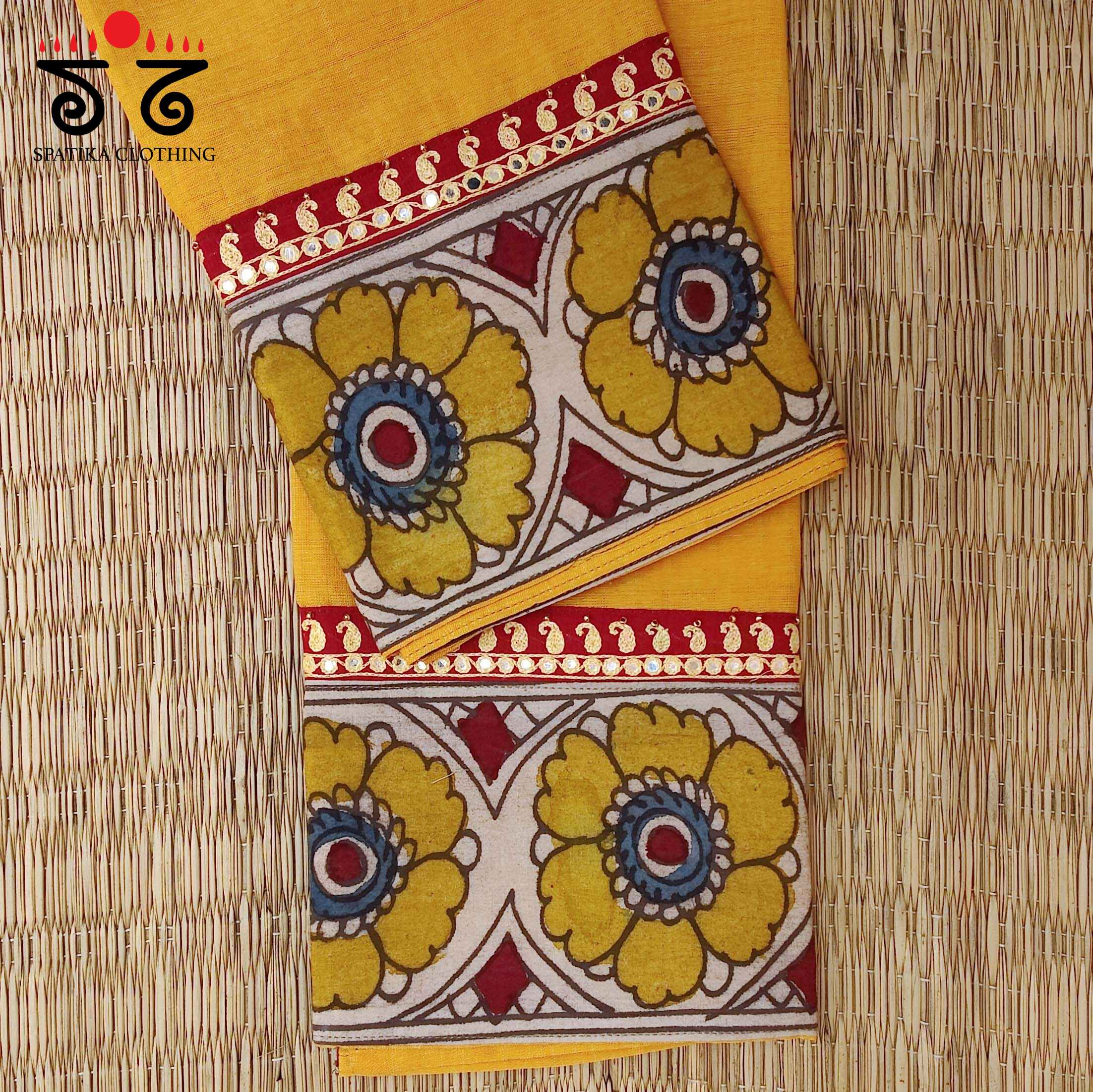 Kalamkari Hand Embroidered Blouse Fabric