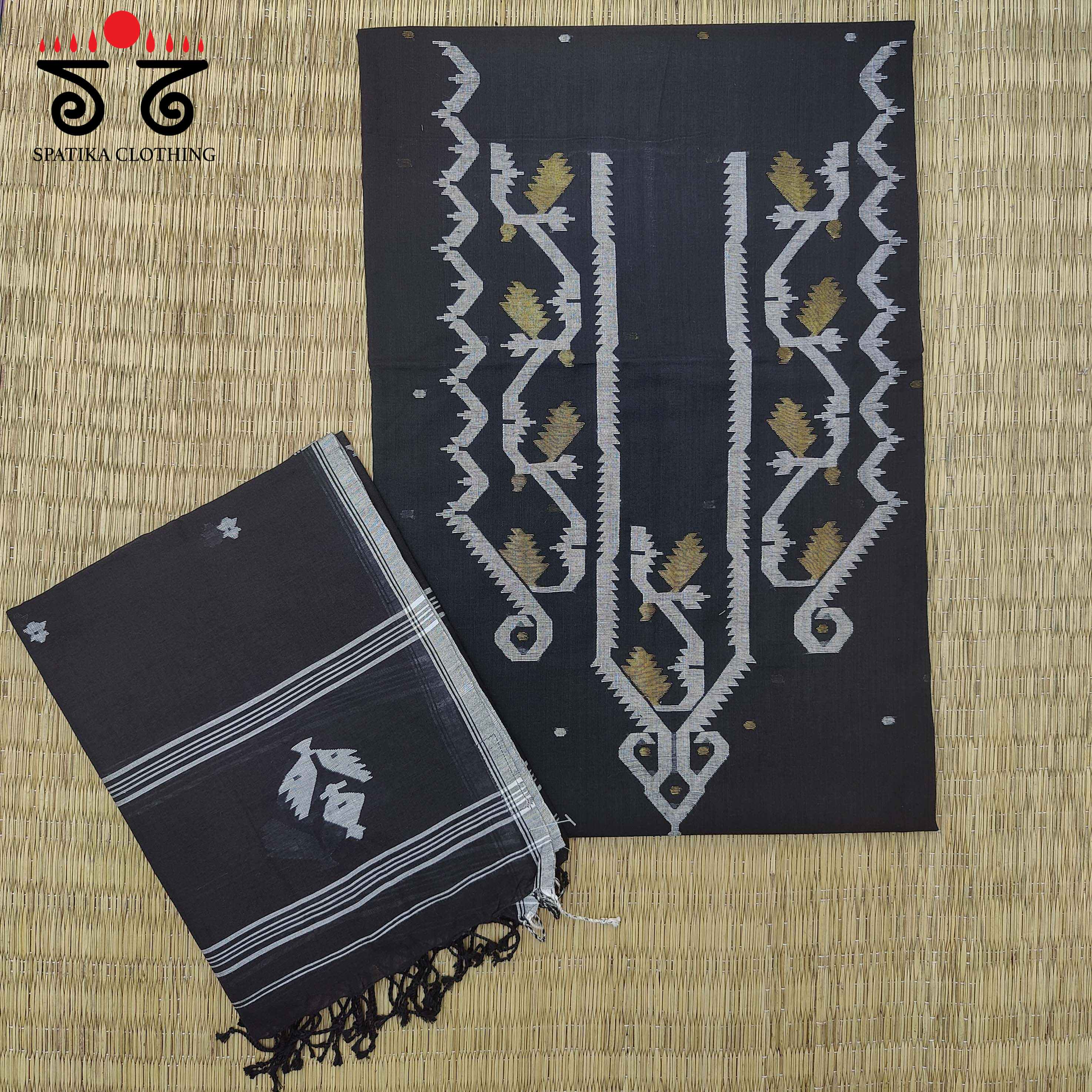 Jamdhani on Bengal Cotton Kurta Fabric - Set of Two